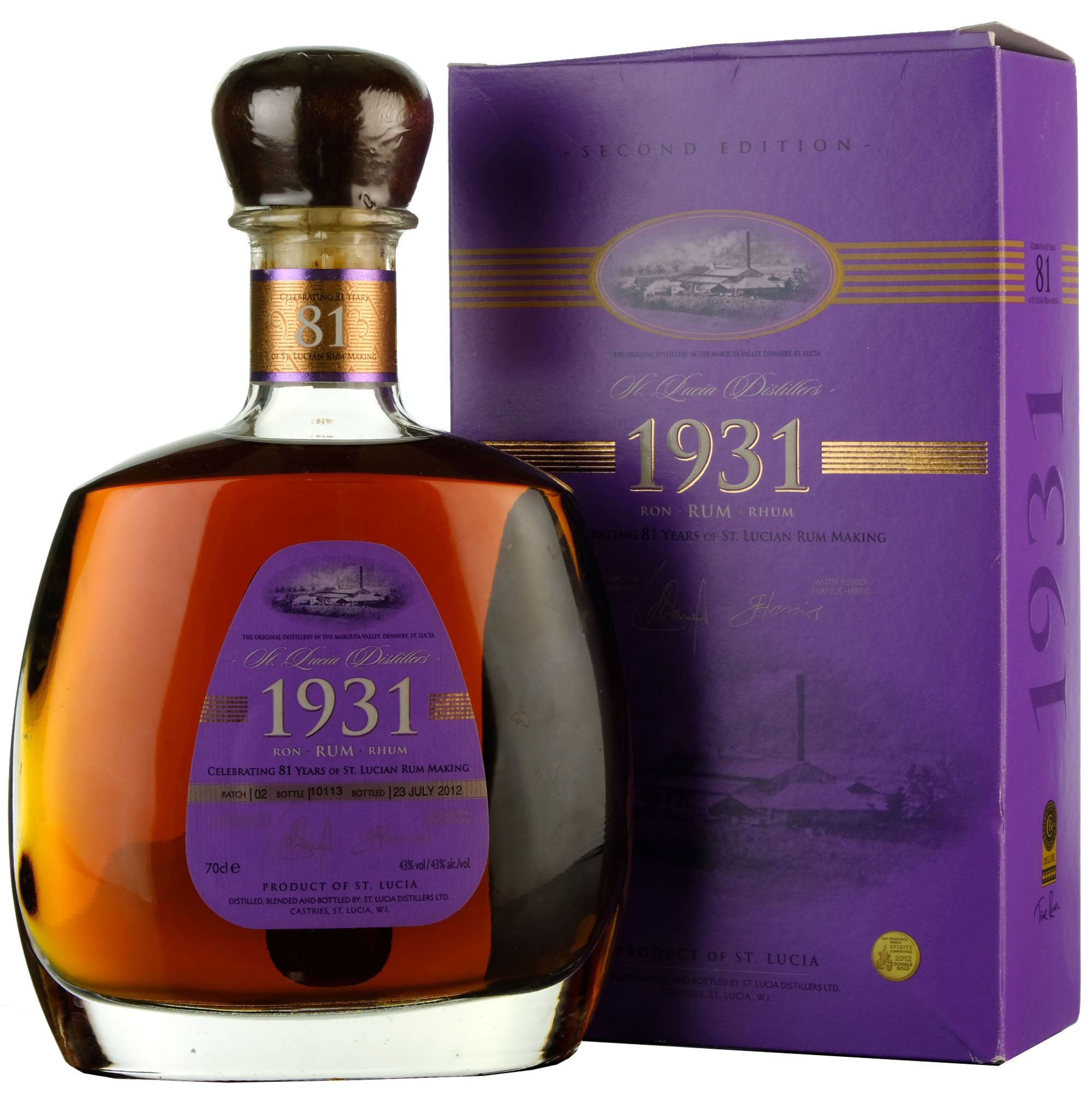 St Lucia Distillers 1931 Rum Celebrating 81 Years Batch 2 Bottled 2012