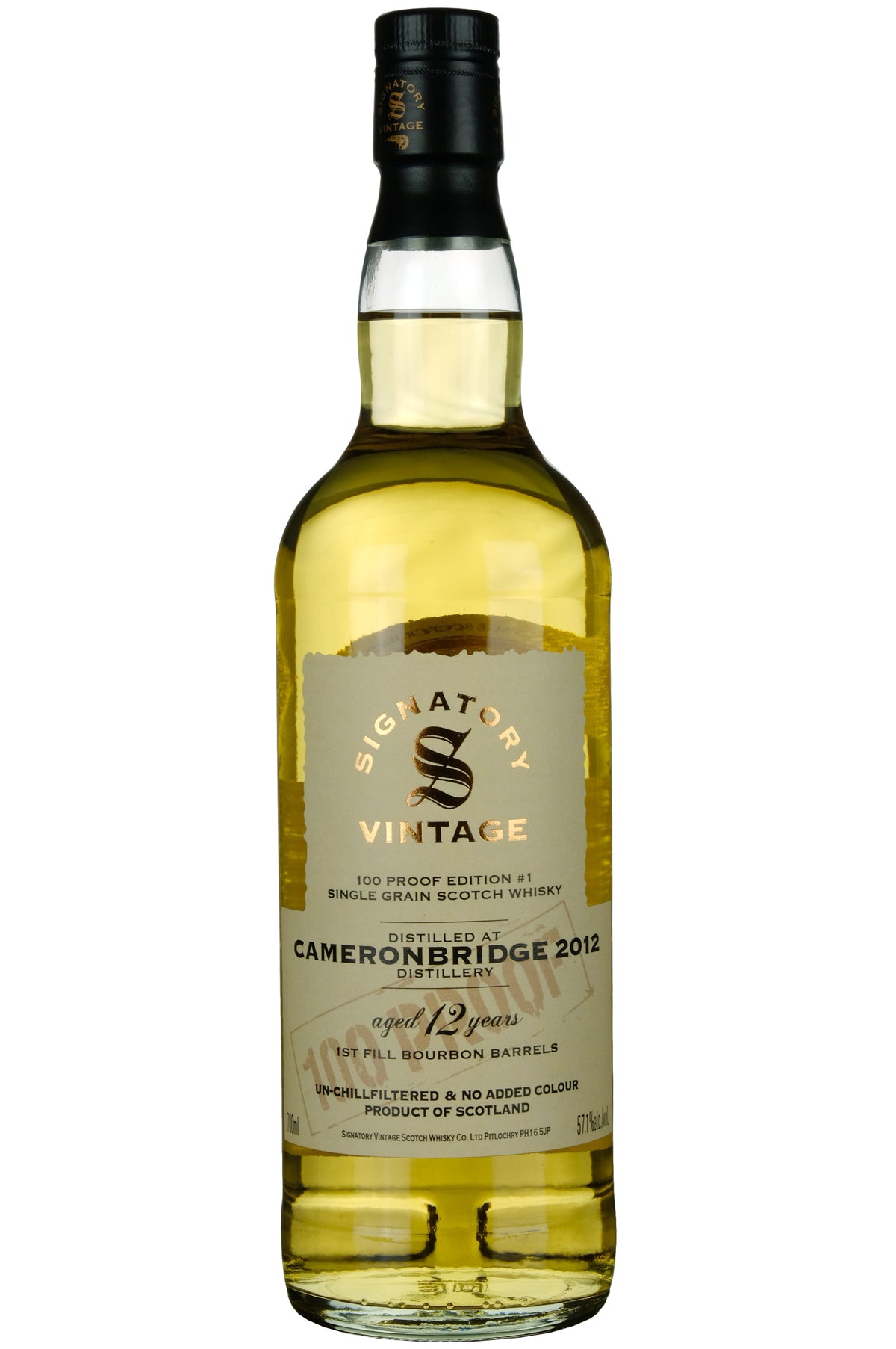 Cameronbridge 2012-2025 | 12 Year Old Signatory Vintage 100 Proof Grain Edition 1