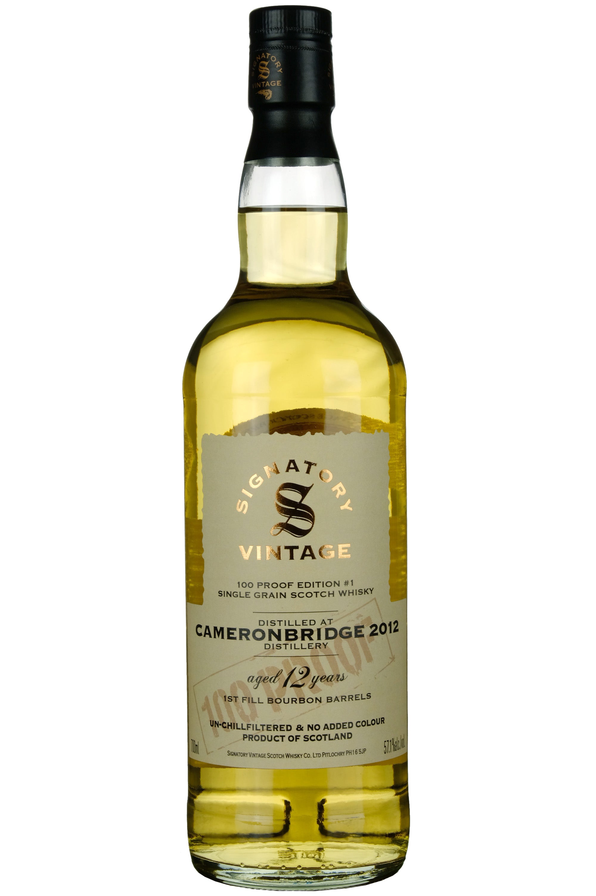 Cameronbridge 2012-2025 | 12 Year Old Signatory Vintage 100 Proof Grain Edition 1