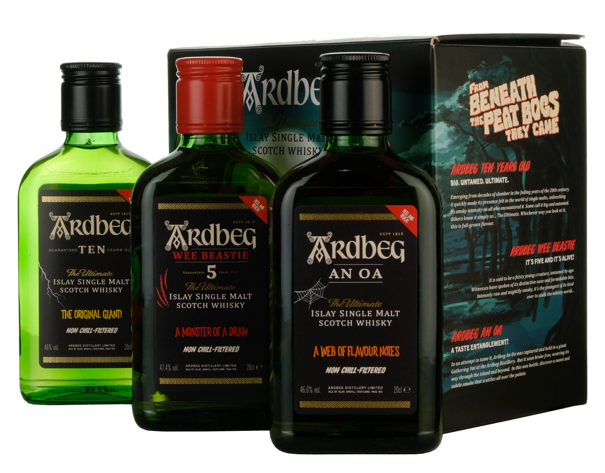 ardbeg monsters of smoke tour Ardbeg The Three Monsters Of Smoke Box Set 3x20cl