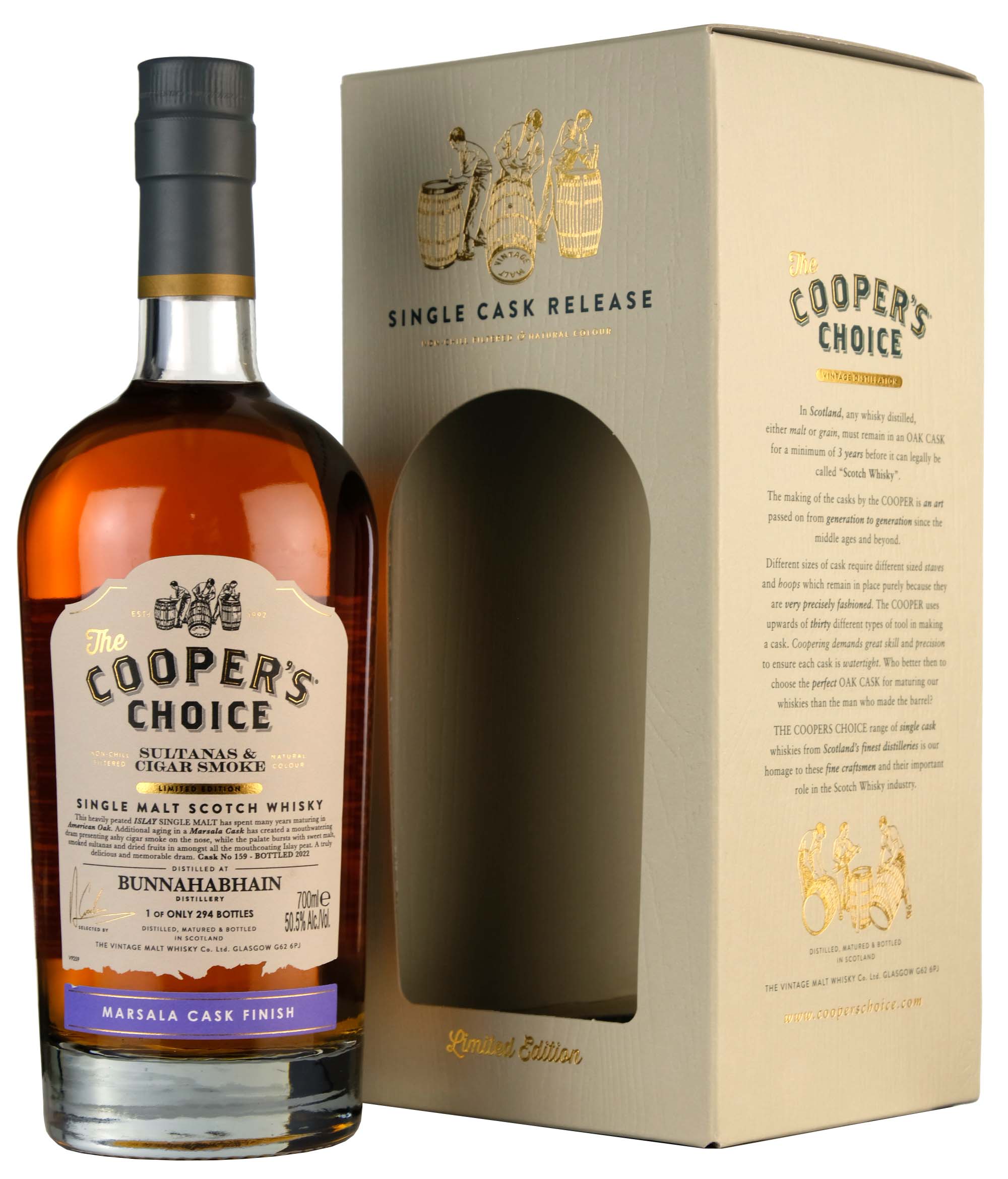 Bunnahabhain Cooper's Choice Sultanas & Cigar Smoke Single Cask 159