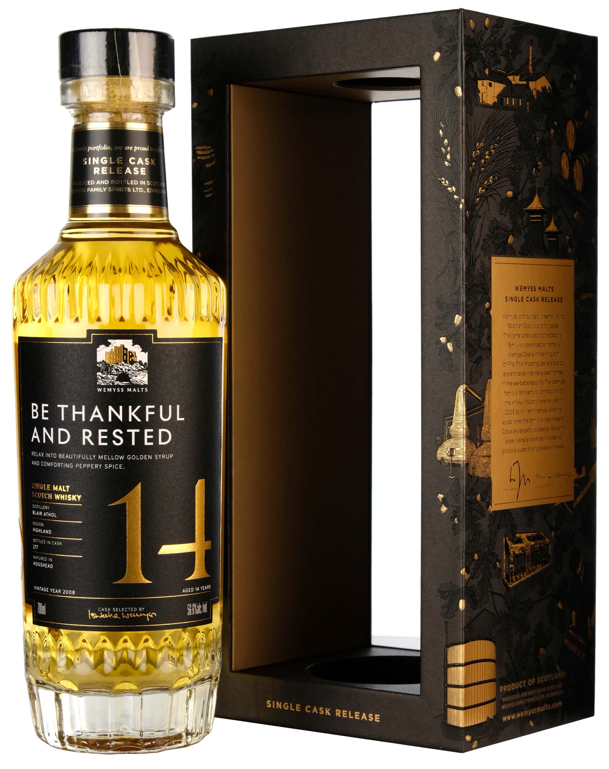 Blair Athol 2008-2022 | 14 Year Old Wemyss Malts Be Thankful And Rested Single Cask