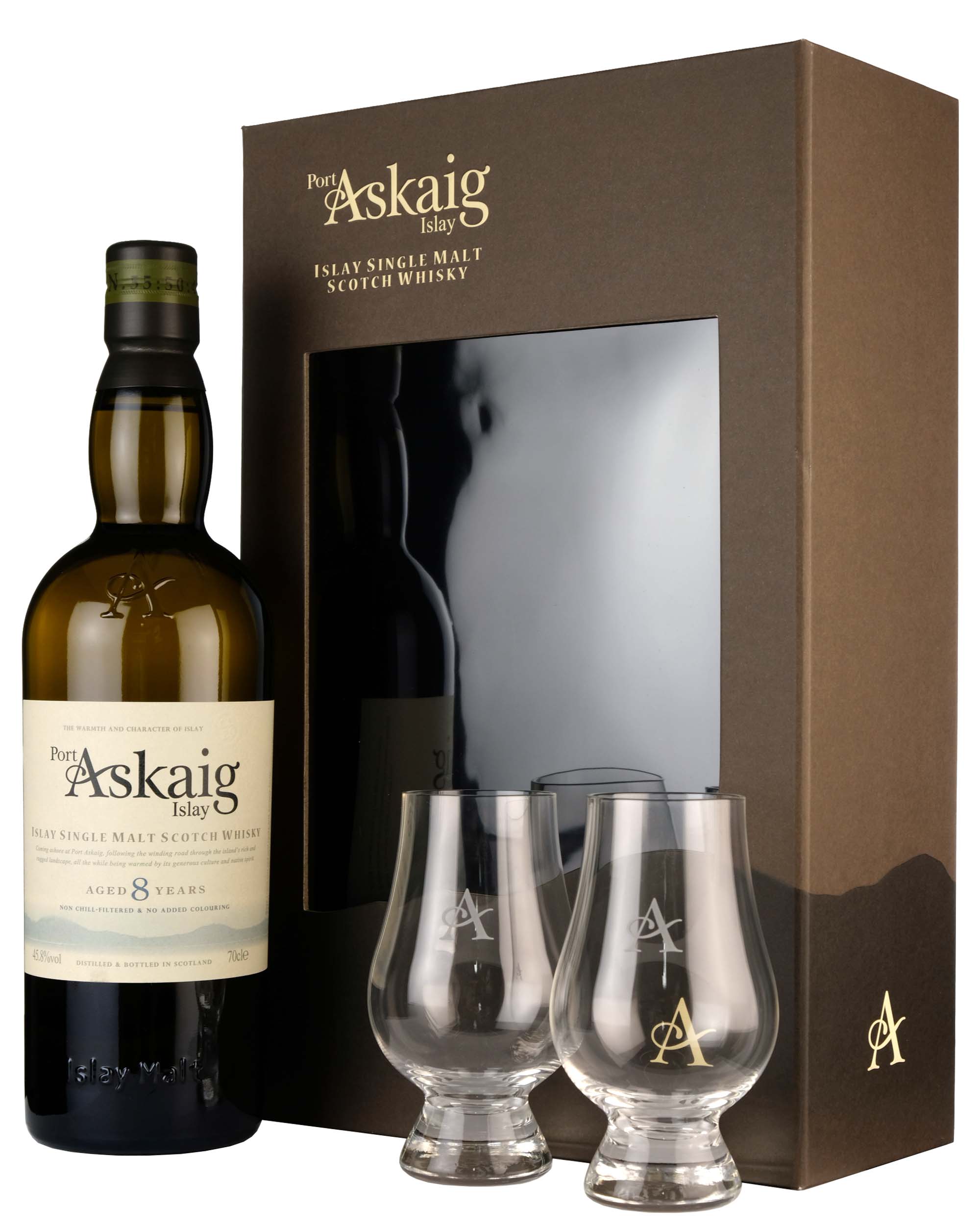 Port Askaig 8 Year Old | Gift Pack + 2 Glasses