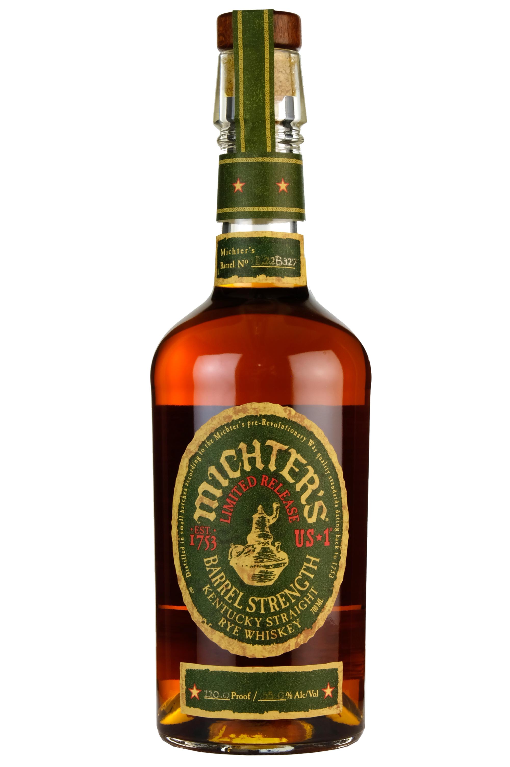 Michter's US*1 Barrel Strength Rye Single Barrel L22B327 Bottled 2022