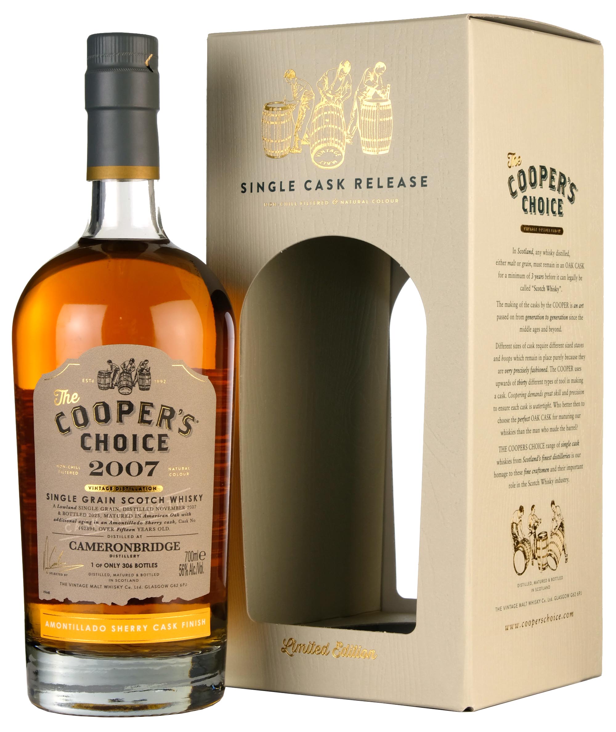 Cameronbridge 2007-2023 | 15 Year Old Cooper's Choice Single Cask #462894