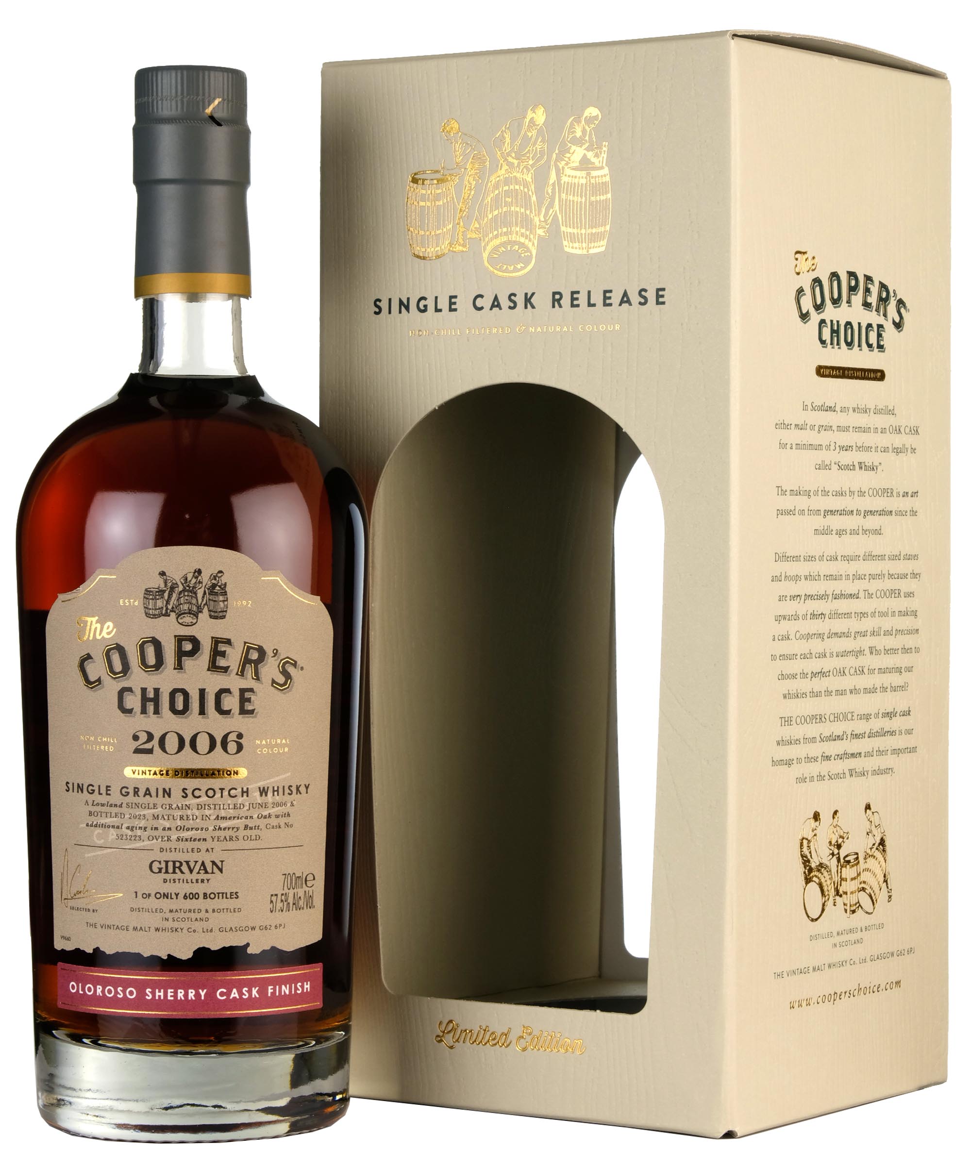Girvan 2006-2023 | 16 Year Old Cooper's Choice Single Cask 523223