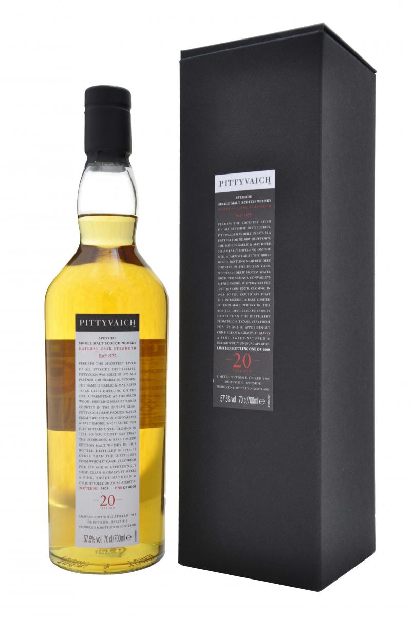 pittyvaich 20 year old, bottled at natural cask strength 57.5%, speyside single malt scotch whisky whiskey