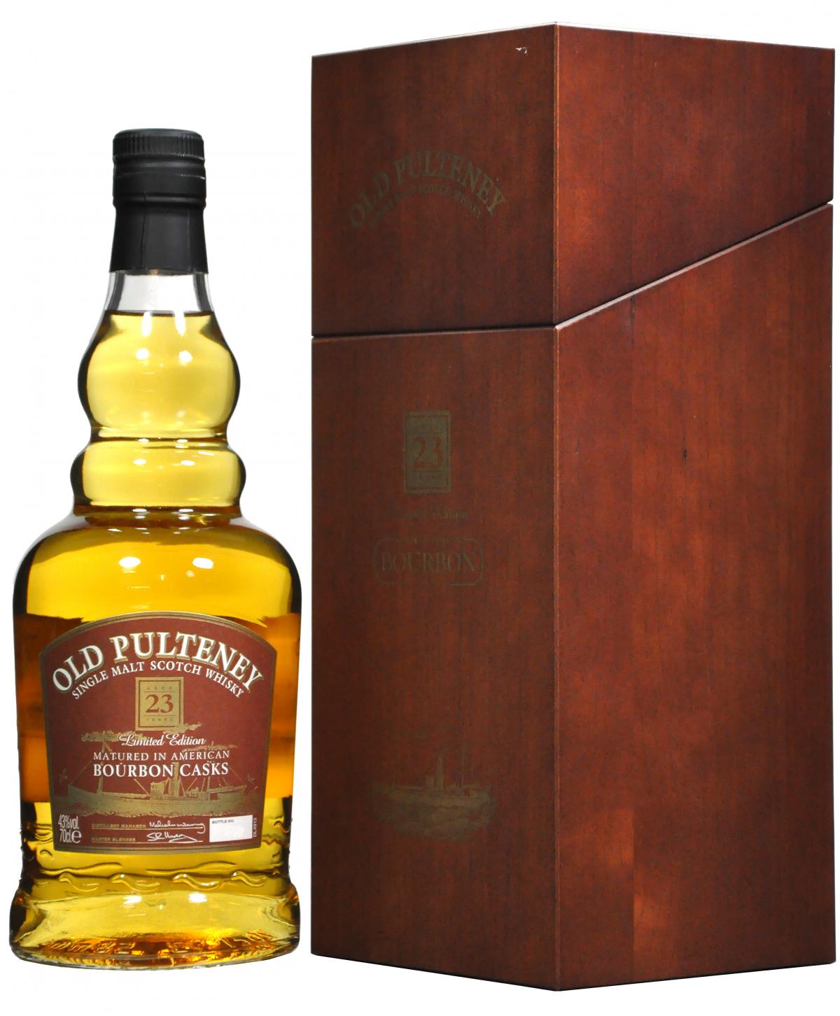 old pulteney 23 year old, limited edition american bourbon casks, highland single malt,scotch whisky whiskey