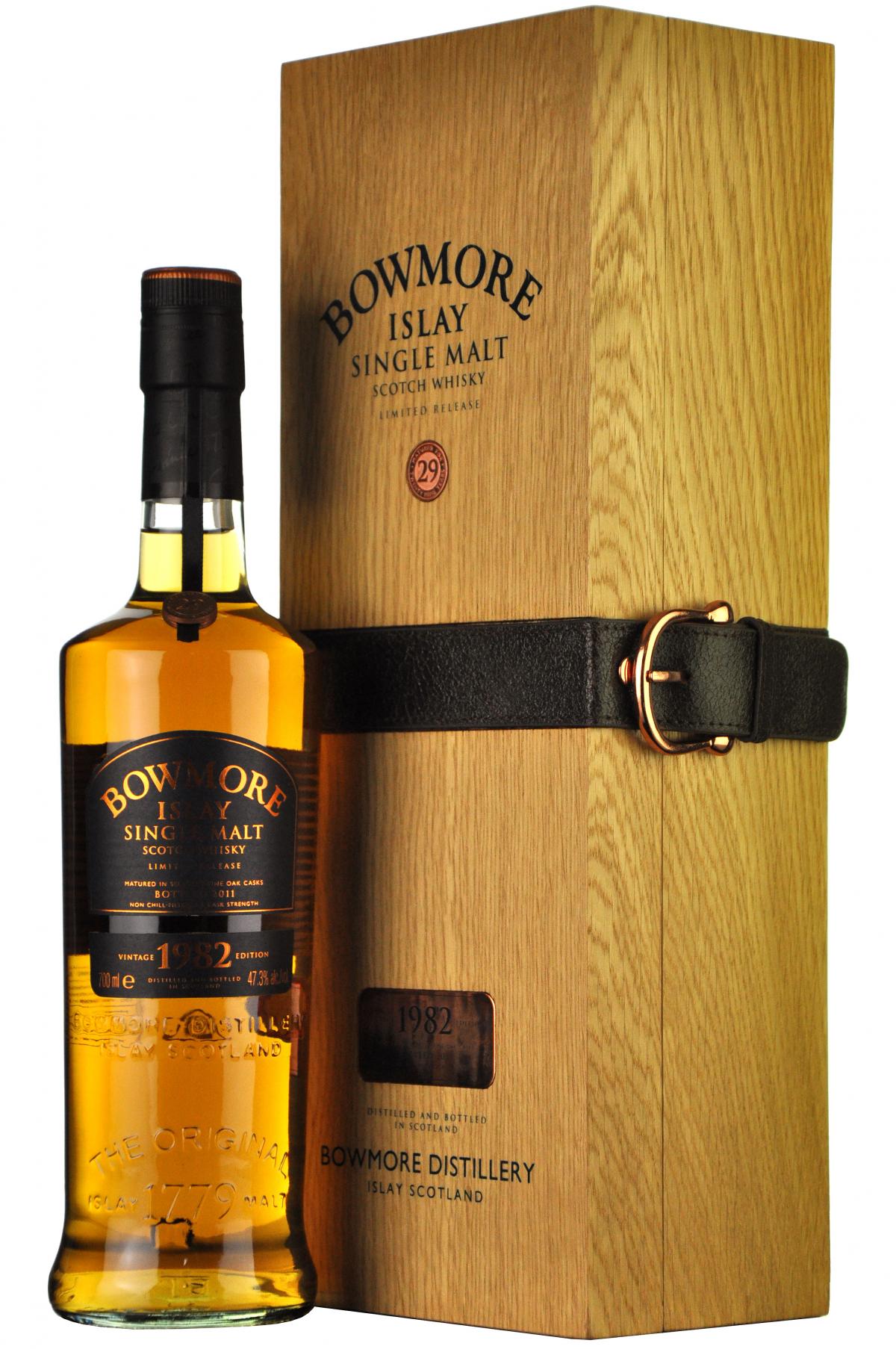 bowmore, 1982, 29, year, old, cask, strength, bottled, 2011, islay, single, malt, scotch, whisky, whiskey