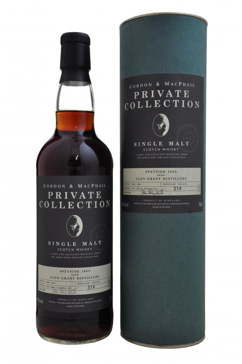 glen grant distilled 1953 48 year old private collection, bottled by gordon and macphail speyside single malt scotch whisky