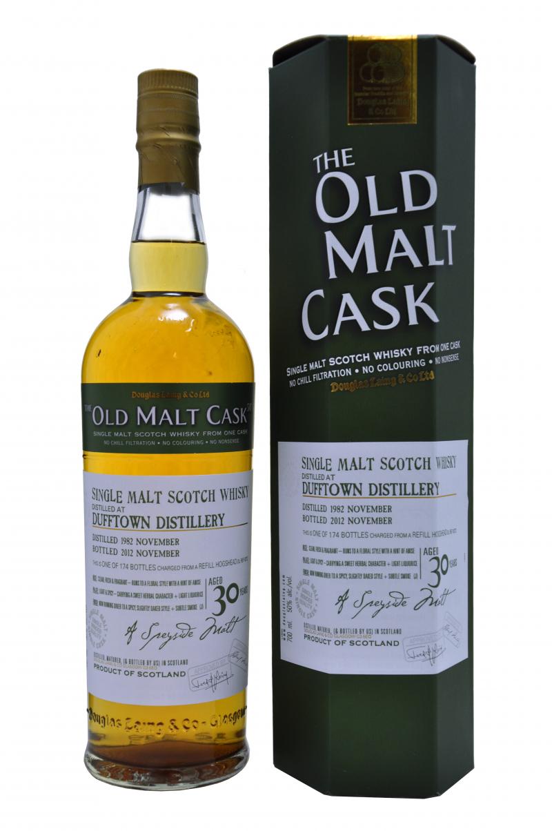 dufftown distilled 1982. bottled 2012, 30 year old bottled by douglas laing old malt cask speyside single malt scotch whisky whiskey