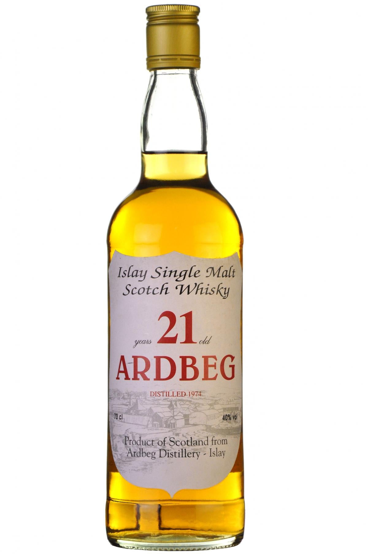 ardbeg distilled 1974, 21 year old, bottled by sestante import s.r.l islay single malt scotch whisky whiskey