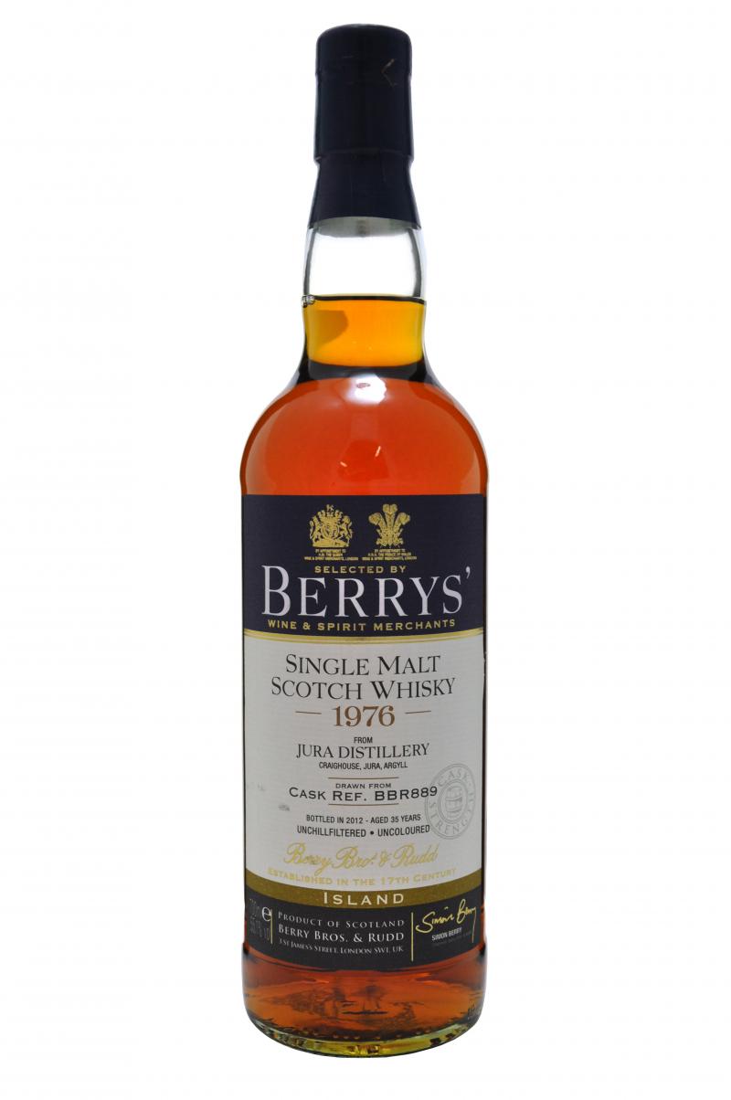 isle of jura distilled 1976, 35 year old, bottled 2012 by berry bros and rudd, island single malt scotch whisky whiskey