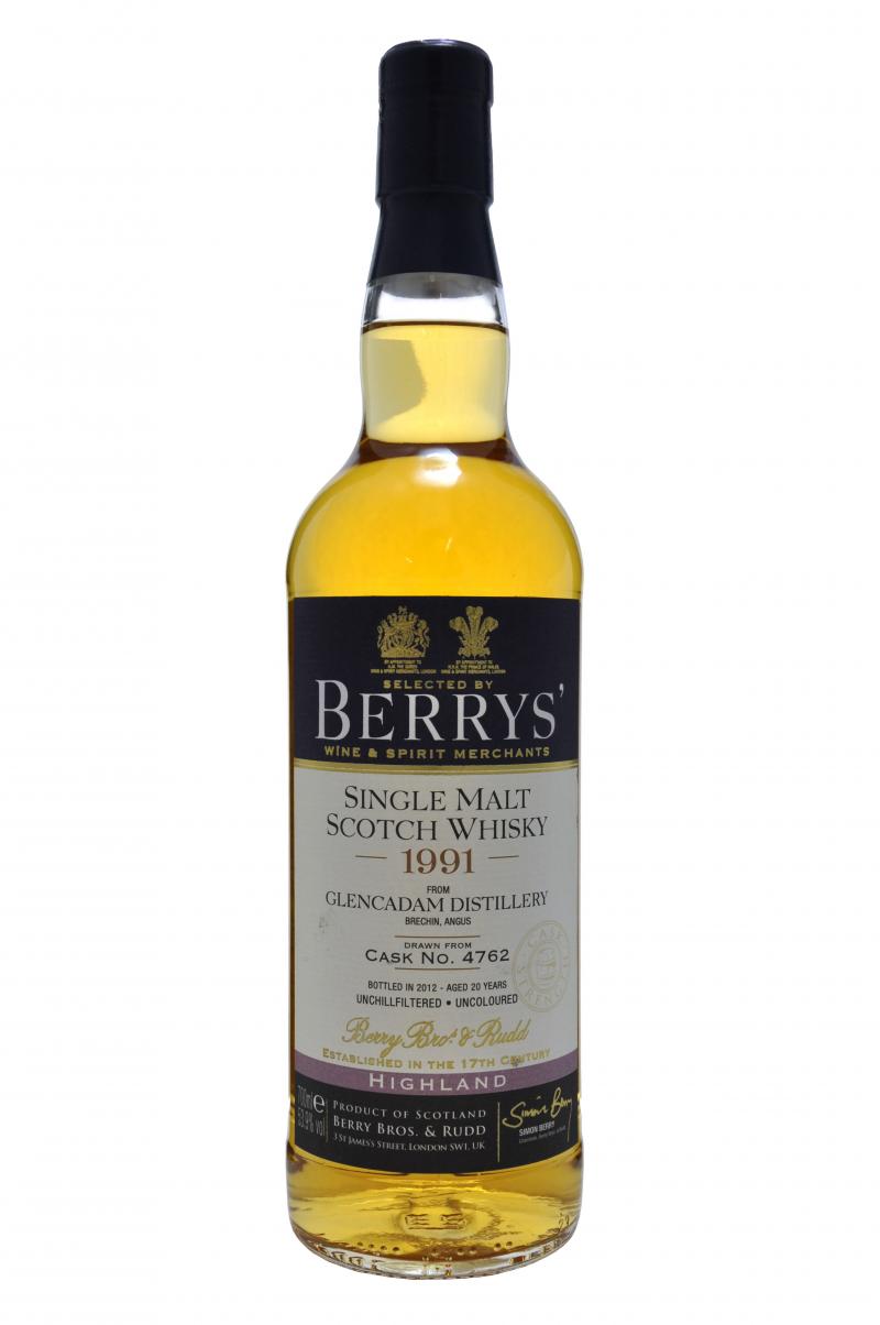 glencadam distilled 1991, 20 year old, bottled 2012 by berry bros and rudd, lowland single malt scotch whisky whiskey