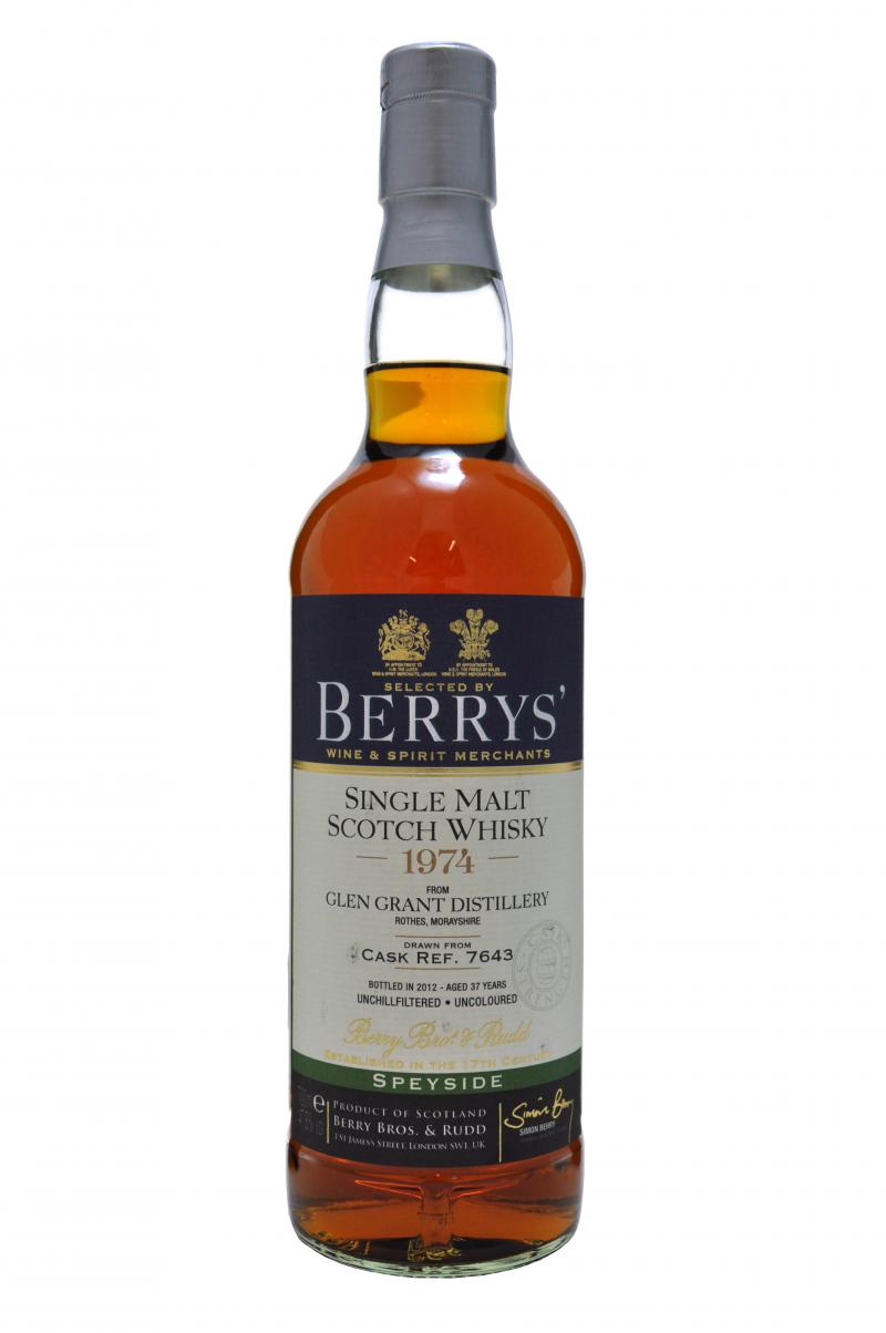 glen grant distilled 1974, 37 year old, bottled 2012 by berry bros and rudd, lowland single malt scotch whisky whiskey