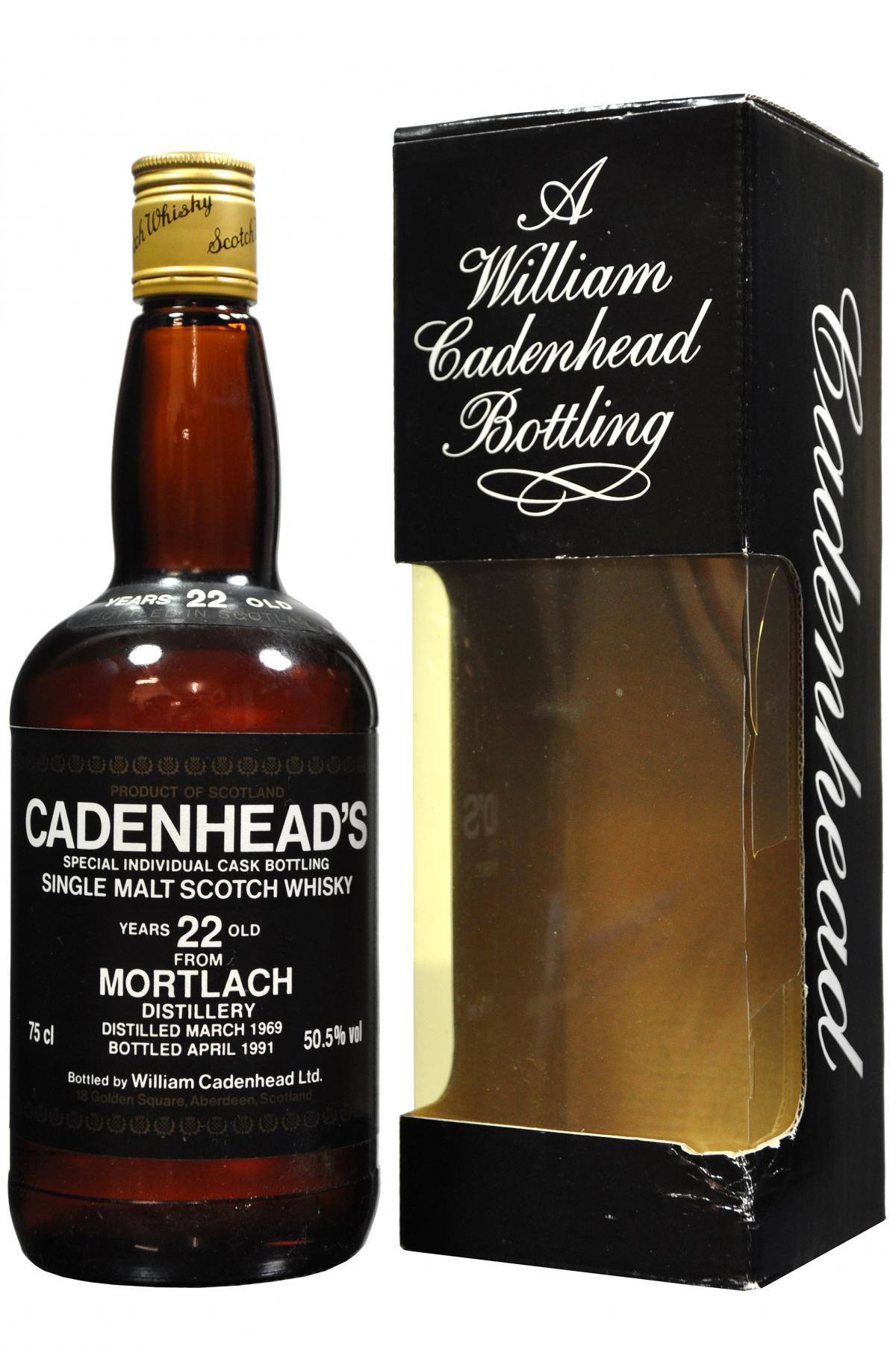 mortlach distilled 1969, 22 year old, bottled 1991 by wm cadenhead, speyside single malt scotch whisky whiskey