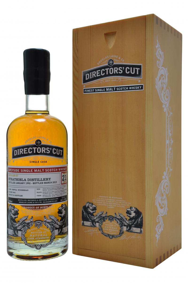 strathisla distilled 1992, 21 year old, bottled 2013 by douglas laing directors' cut, highland single malt scotch whisky whiskey