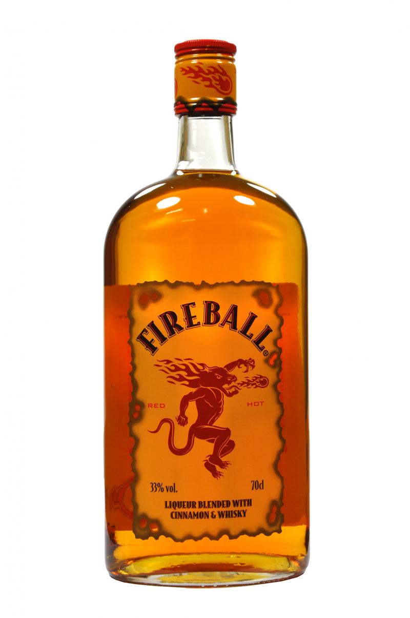 fireball liqueur blended with cinnamon and whisky
