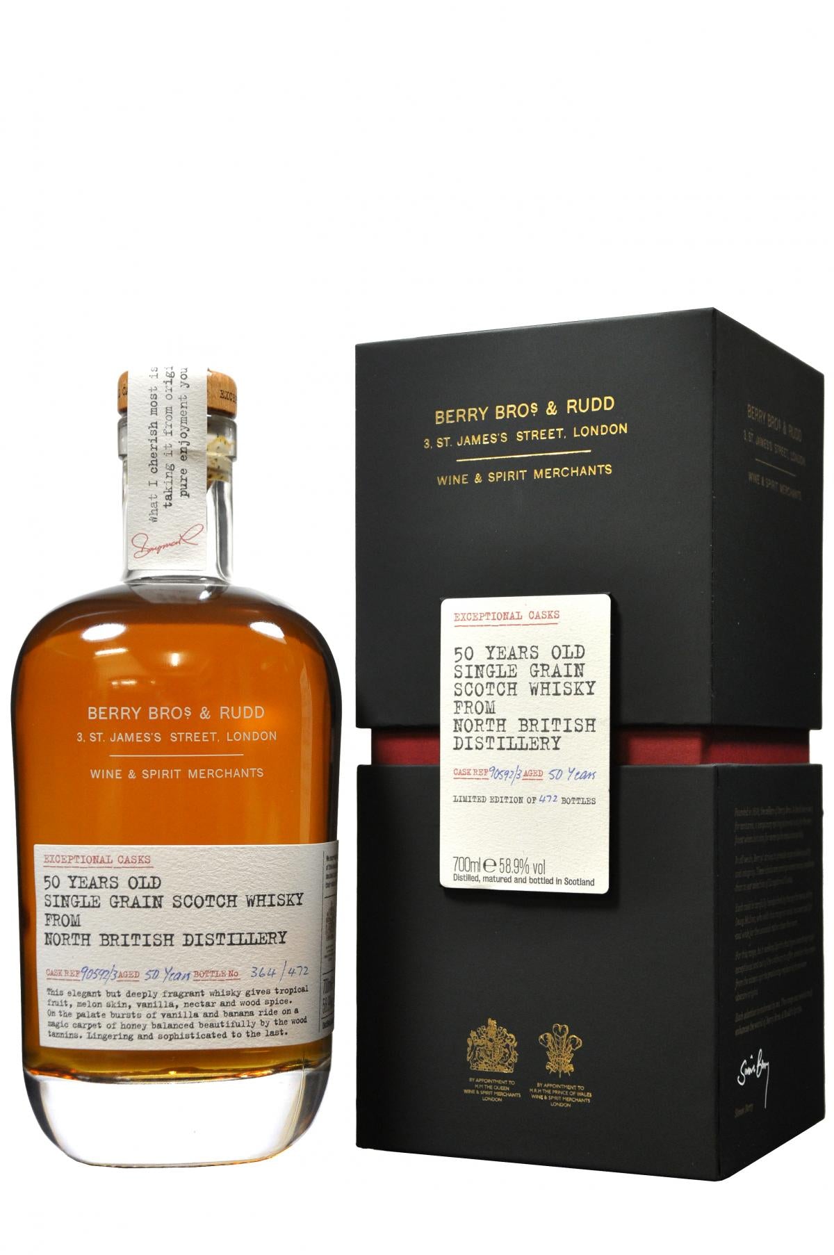 north british 50 year old, exceptional casks, berry bros & rudd, single grain scotch whisky