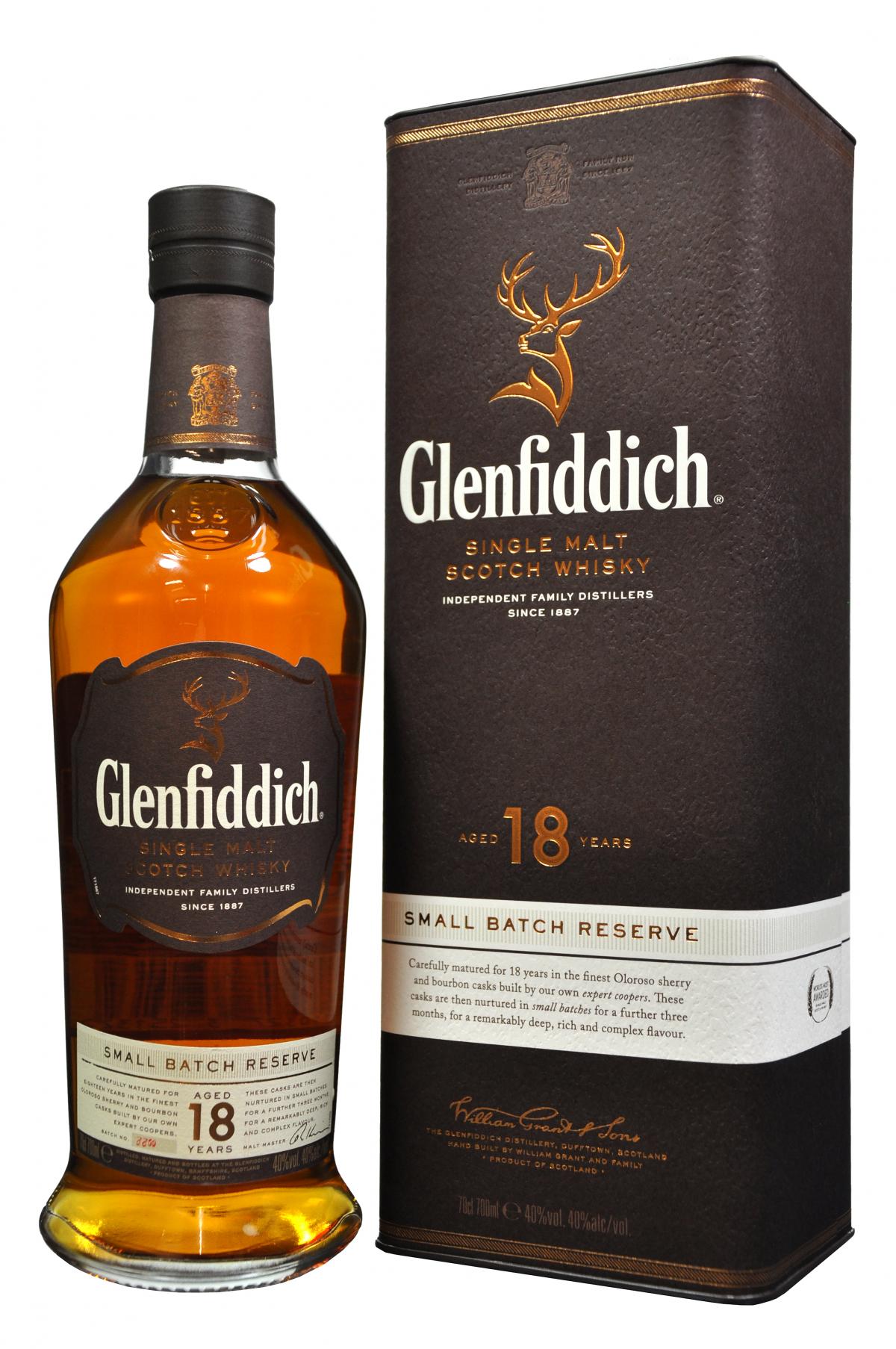 glenfiddich 18 year old small batch reserve speyside single malt scotch whisky
