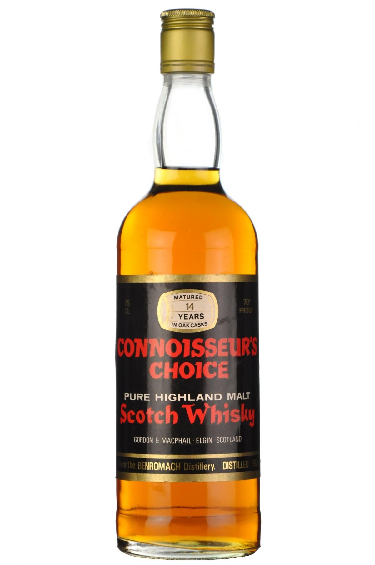 benromach 1965, connoisseurs choice 1970s, highland single malt scotch whisky