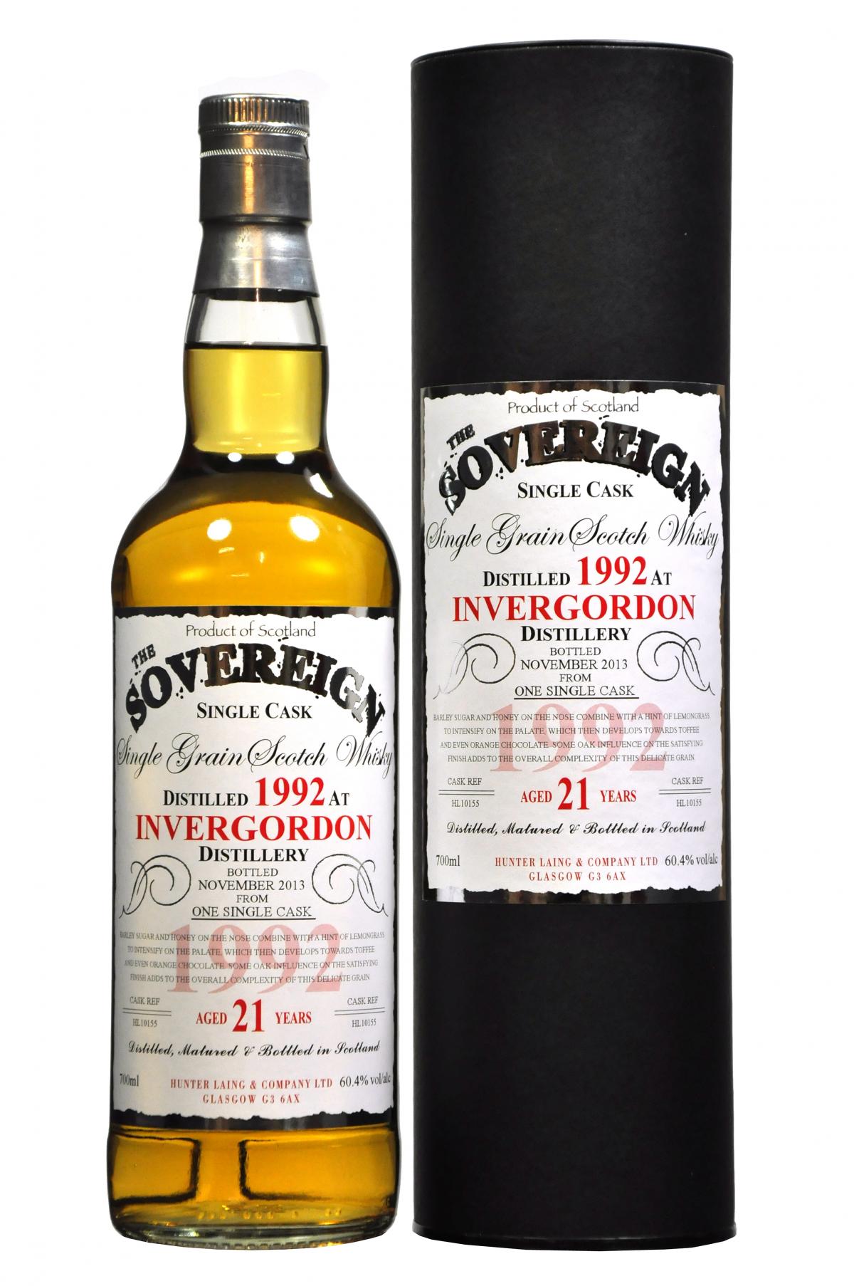 Invergordon 1992-2013, 21 year old, hunter laing the sovereign cask 10155