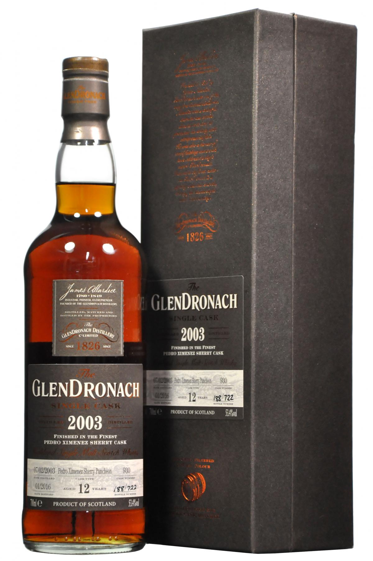 glendronach 2003, 12 year old, batch 13, bottled 2016,