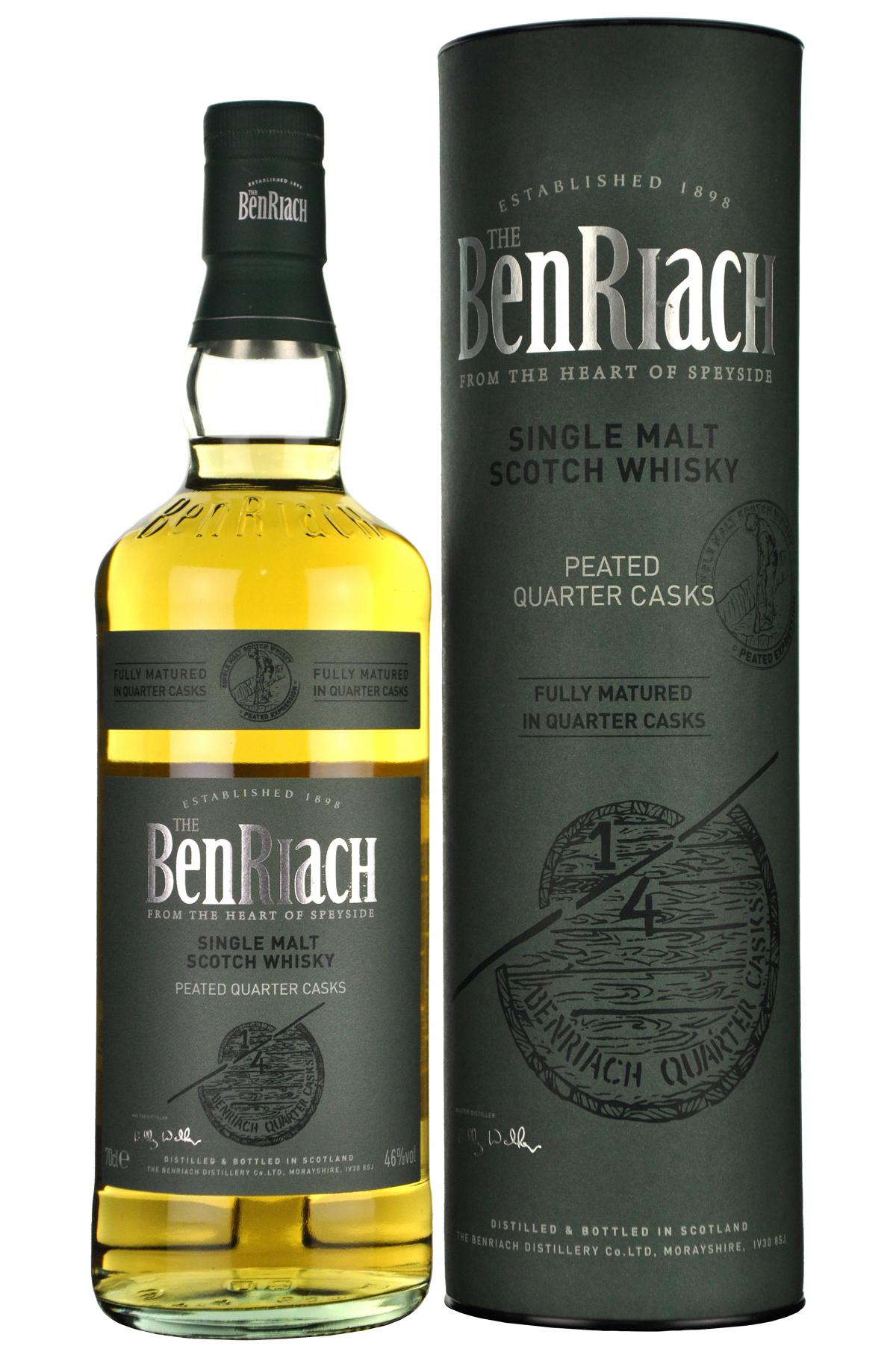 benriach peated, quarter cask, speyside single malt scotch whisky