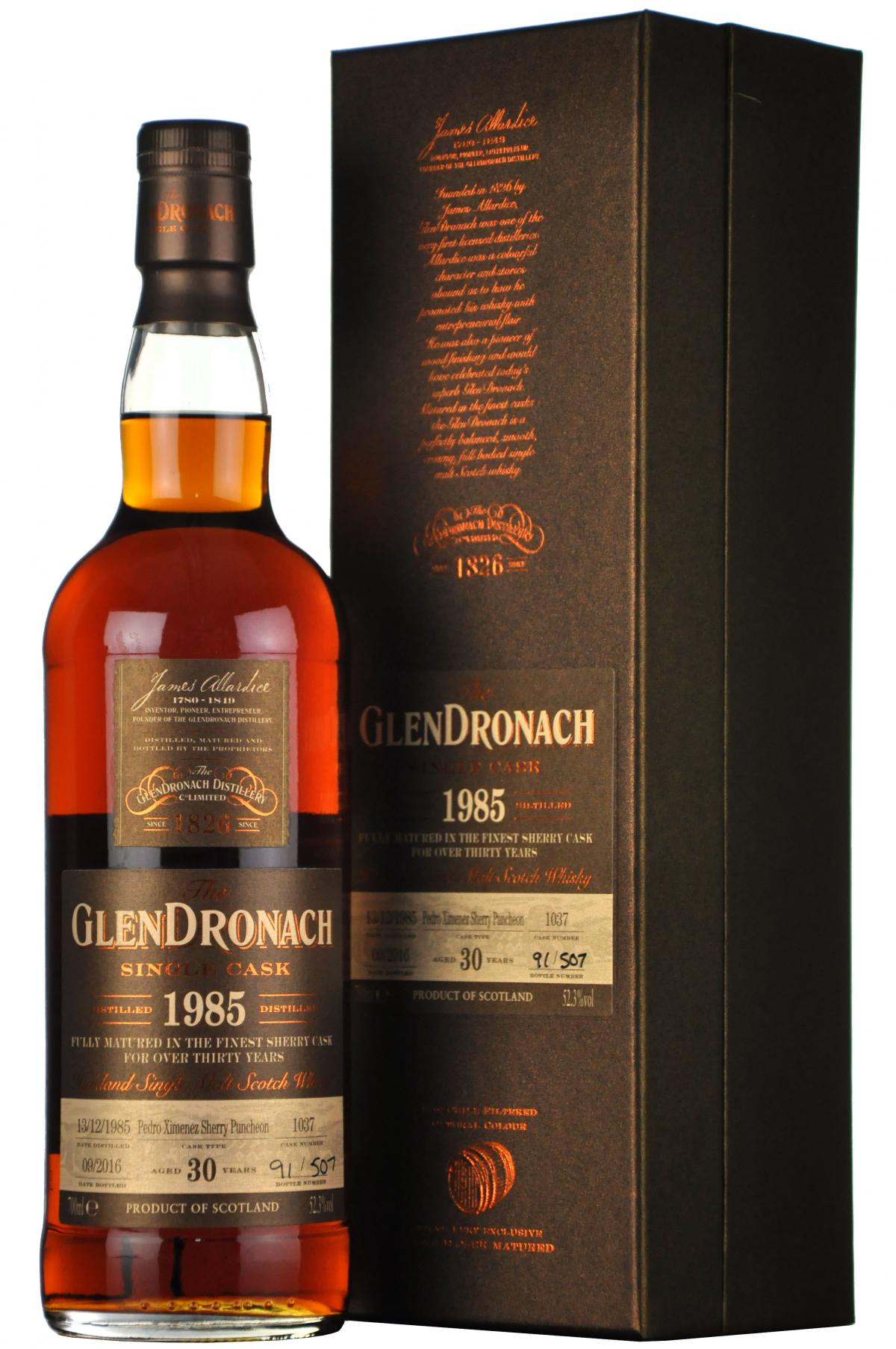 glendronach 1985, 30 year old, batch 14, bottled 2016,