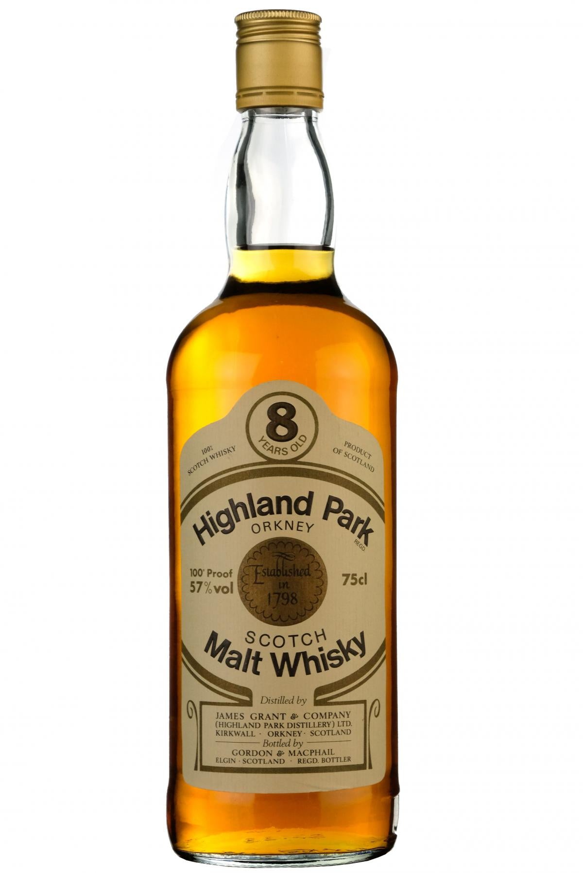 highland park 8 year old, 100 proof, gordon & macphail, single malt scotch whisky, whiskey