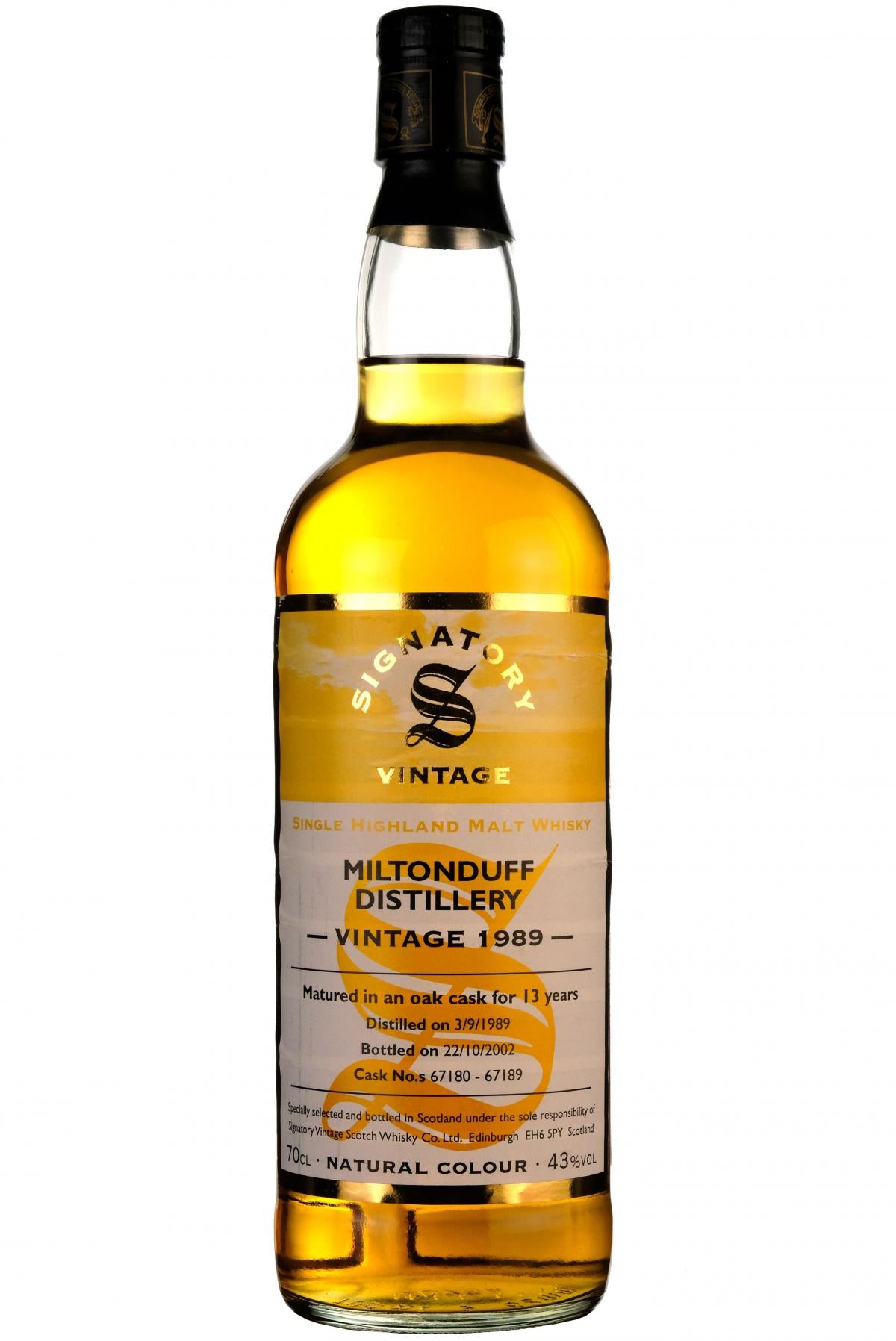 Miltonduff 1989-2002 | 13 Year Old | Signatory Vintage