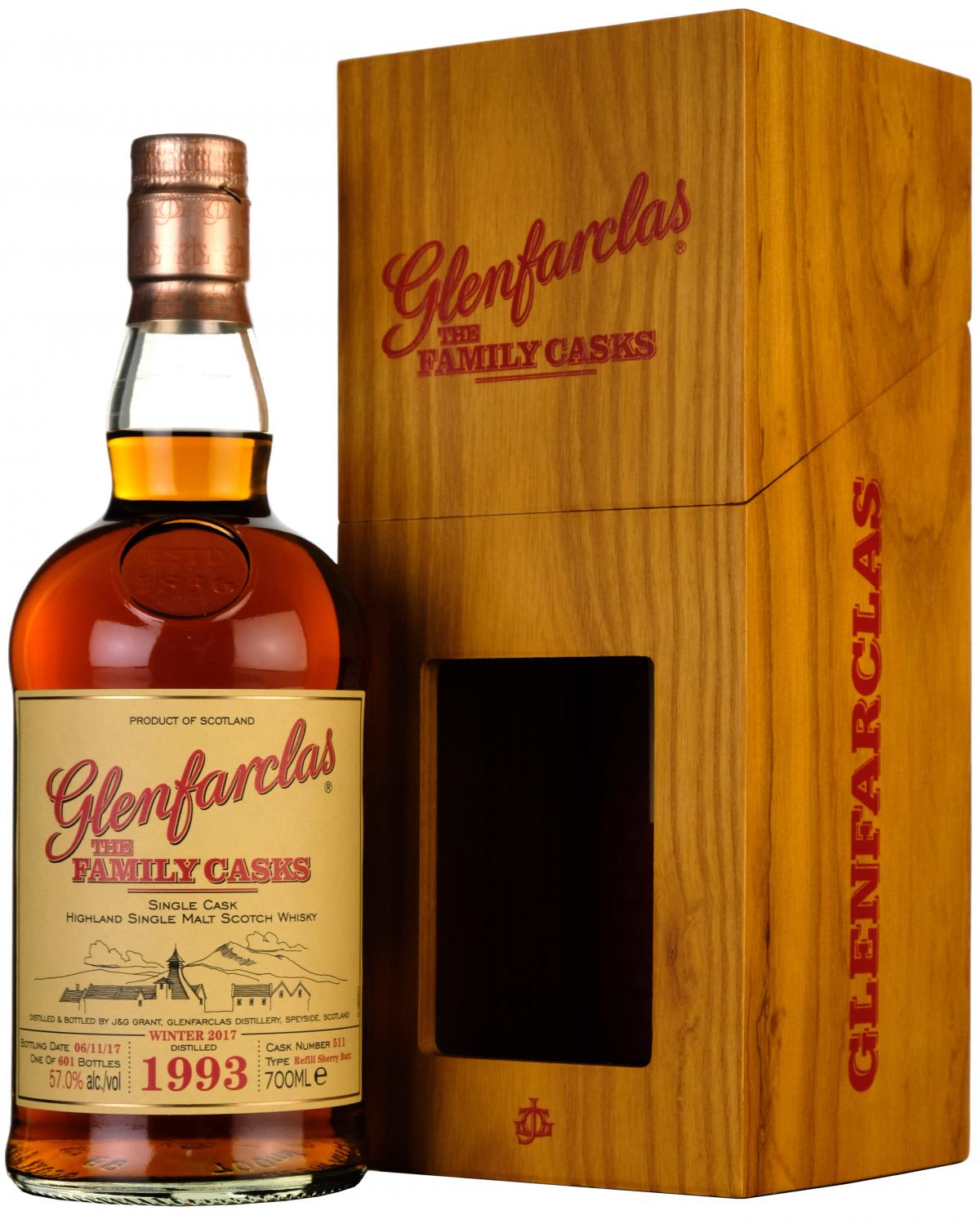 glenfarclas 1993, the family cask 511, speyside single malt scotch whisky