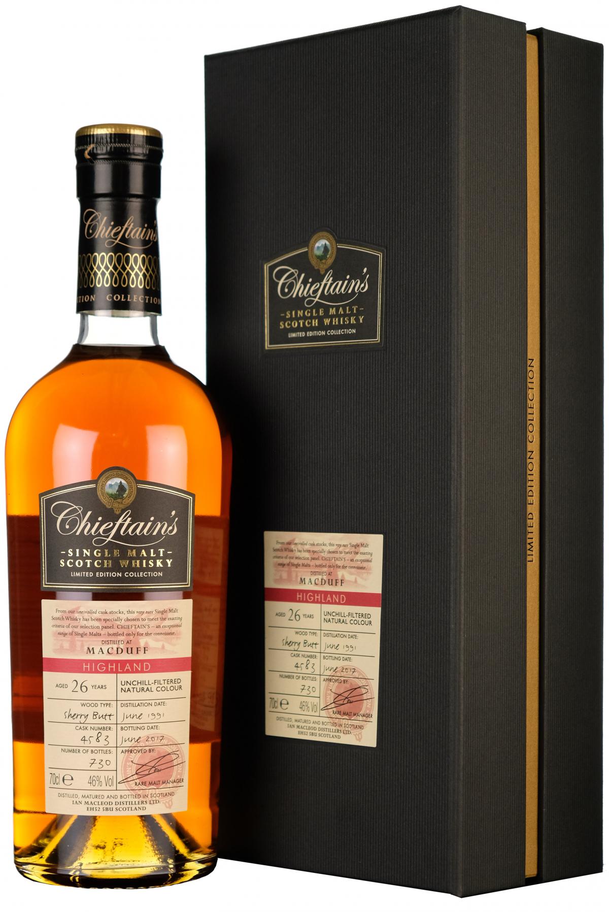 macduff 26 year old chieftains single cask highland single malt scotch whisky whiskey
