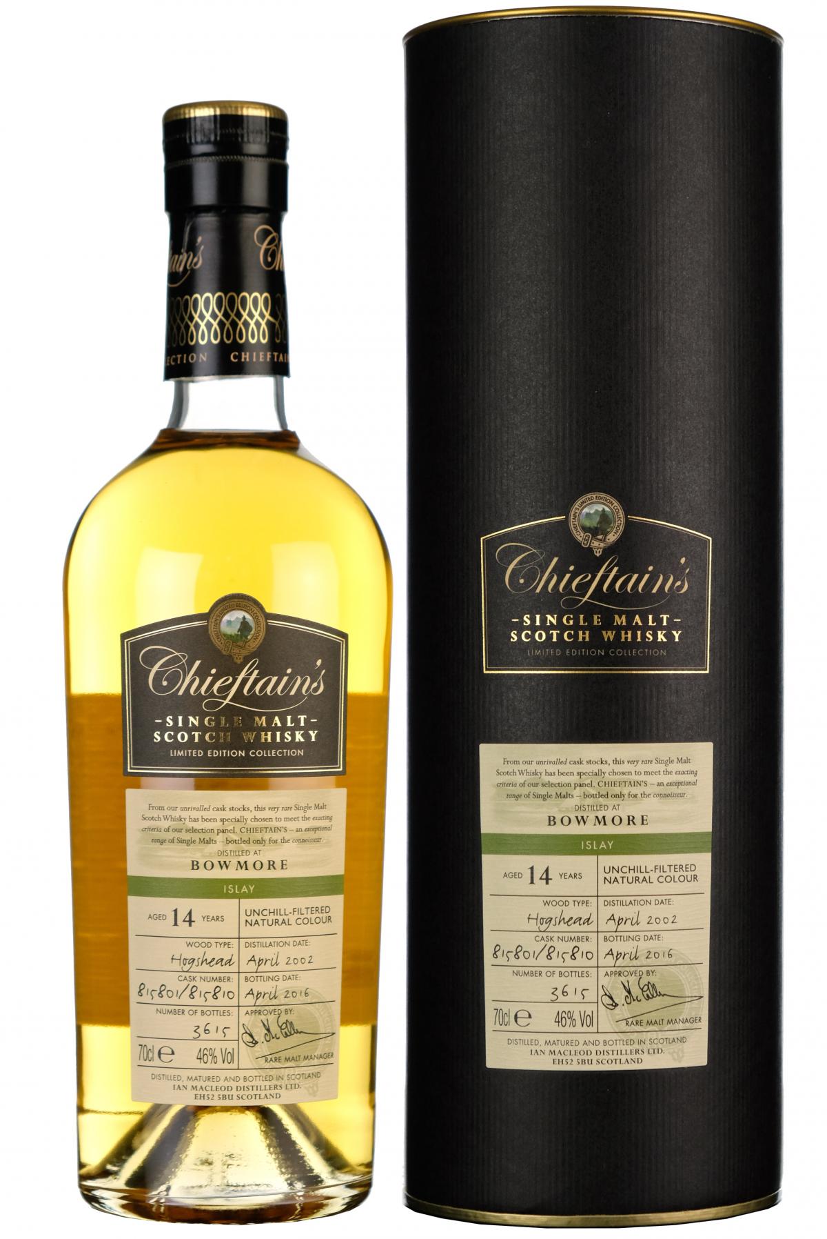 bowmore 14 year old chieftains islay single malt scotch whisky whiskey