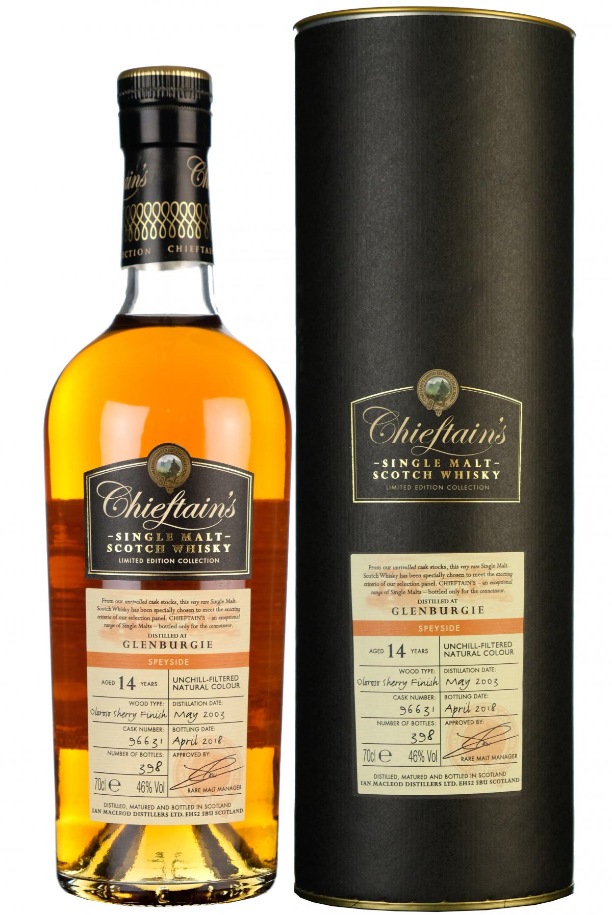 glenburgie 14 year old chieftains single cask speyside single malt scotch whisky whiskey