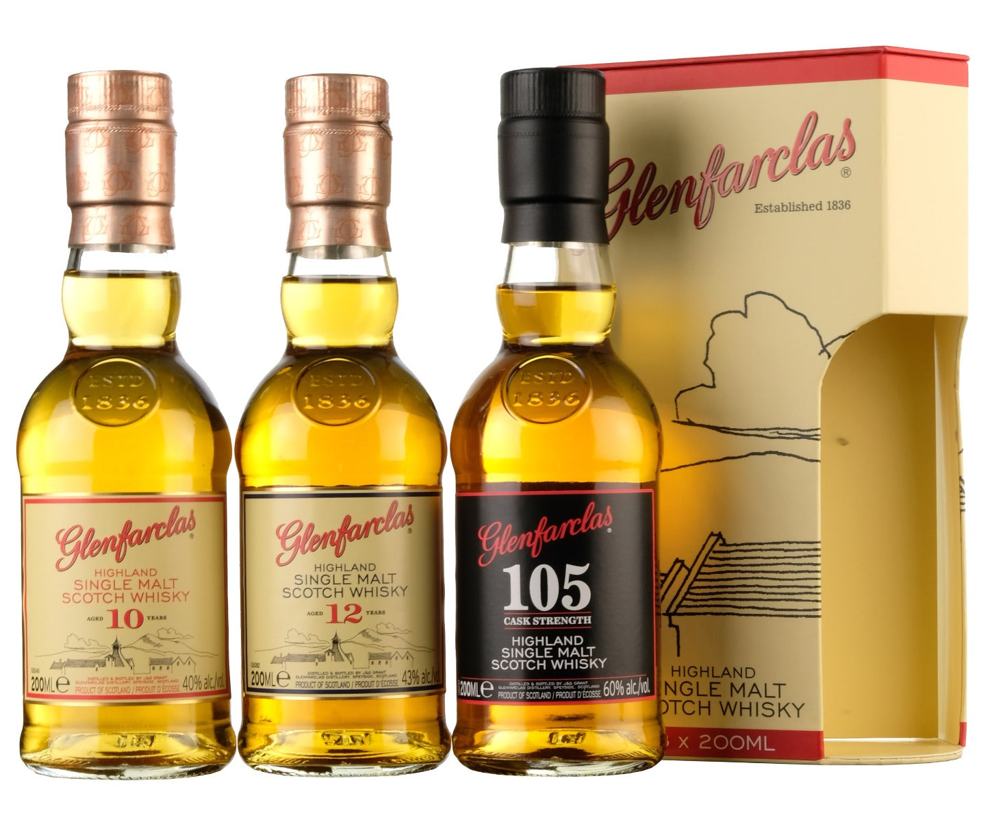 Glenfarclas 20cl Three-Pack 10, 12, 105 - Whisky-Online Shop