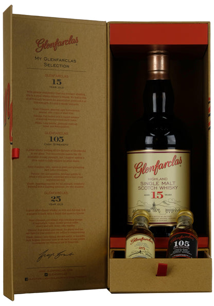 Glenfarclas 15 Year Old Gift Pack Including 25 Year Old & 105 Miniatures