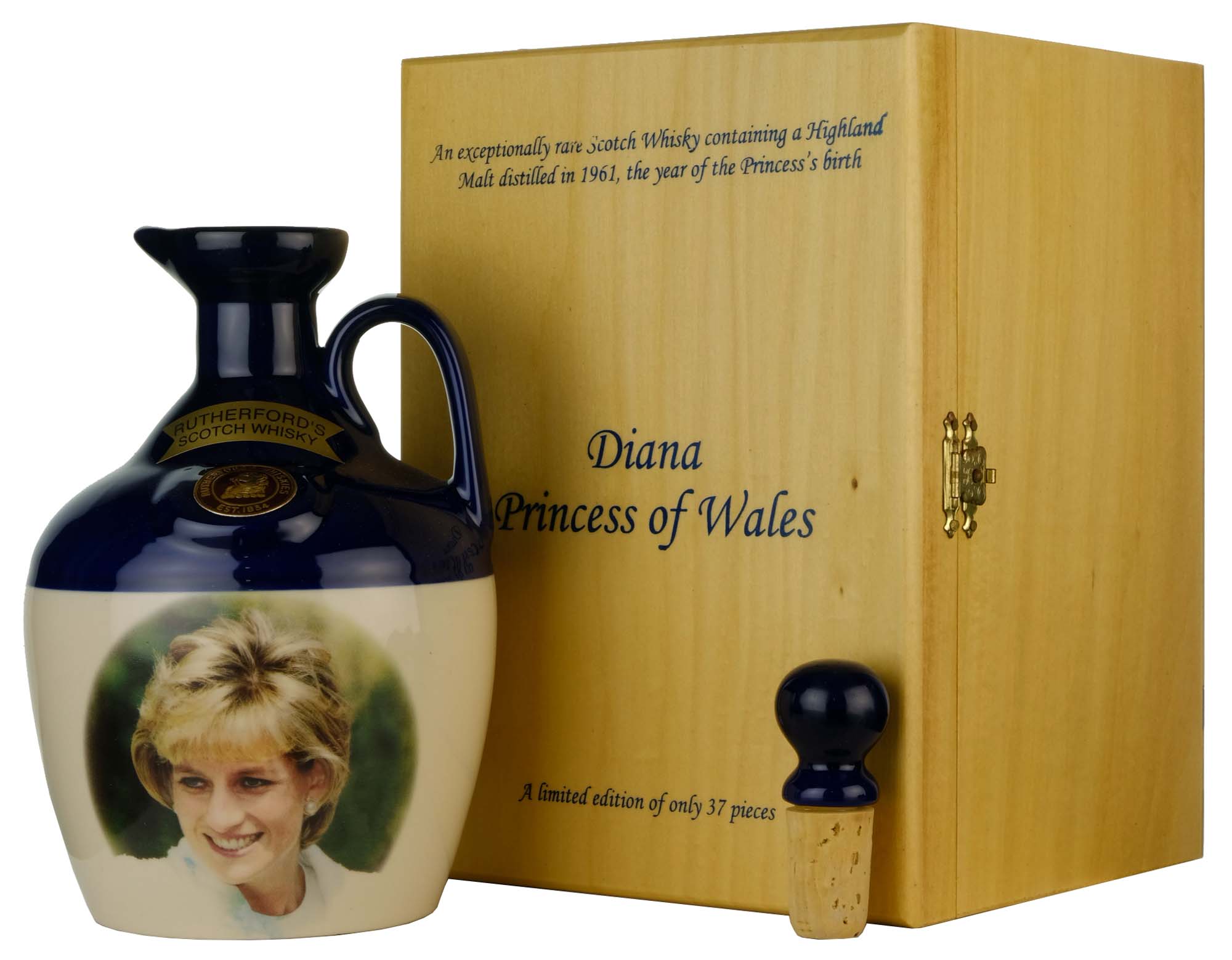 Rutherford's 1961 Highland Pure Malt Decanter | Diana Princess Of Wales (Colour Print)