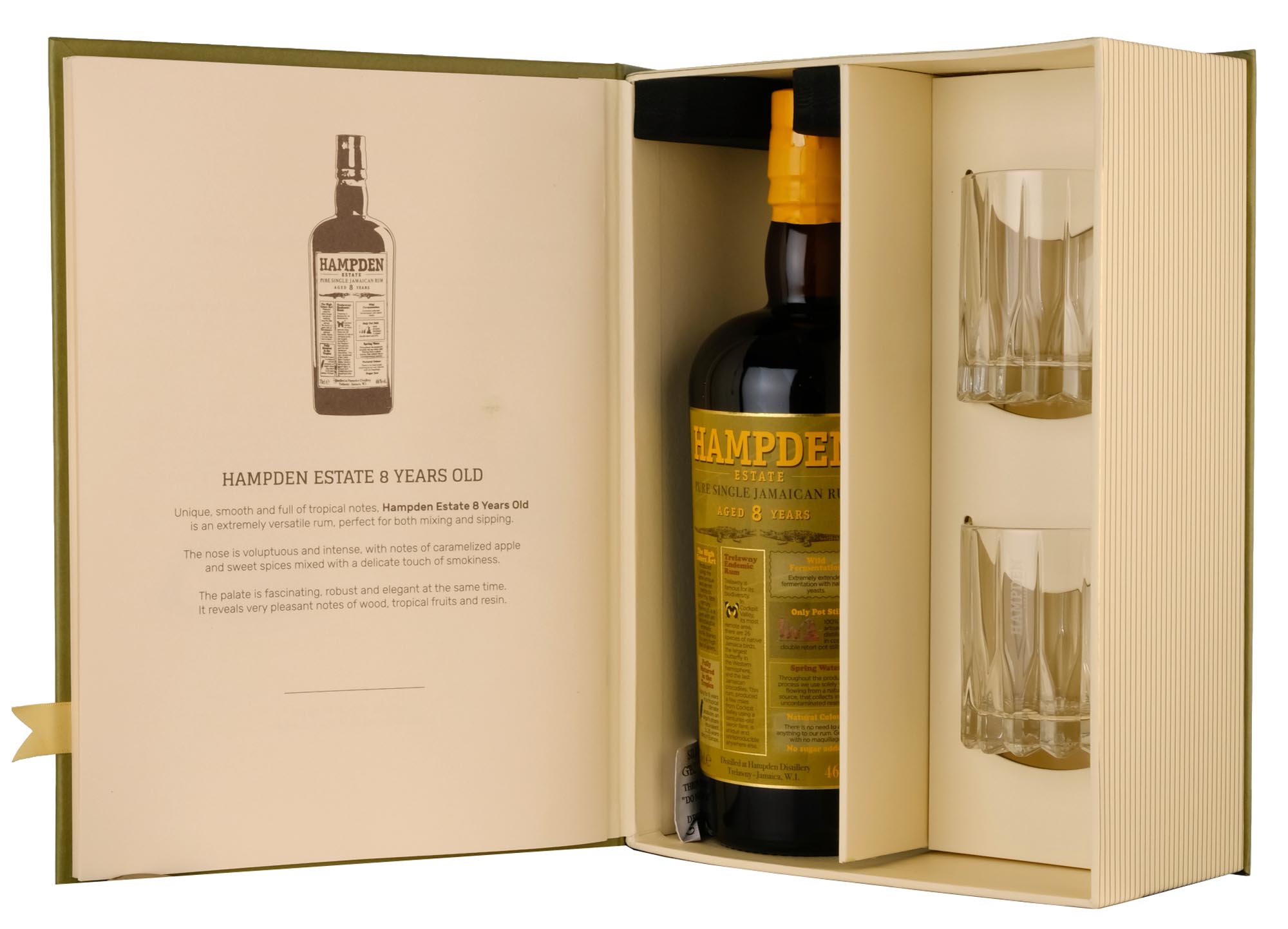 Hampden Estate 8 Year Old Rum | Gift Pack + 2 Glasses