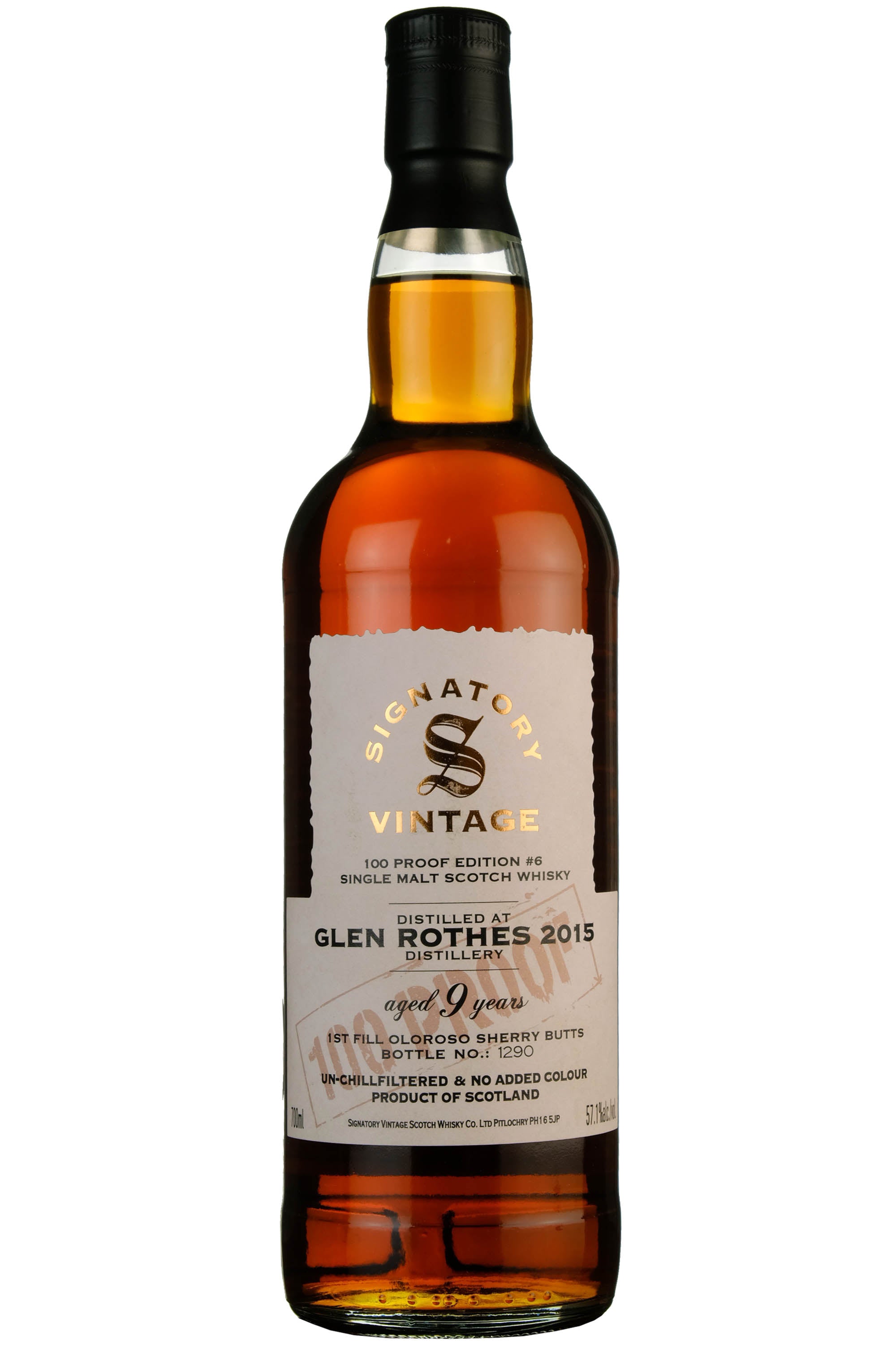 Glenrothes 2015 - 9 Year Old Signatory Vintage 100 Proof Edition 6 ...