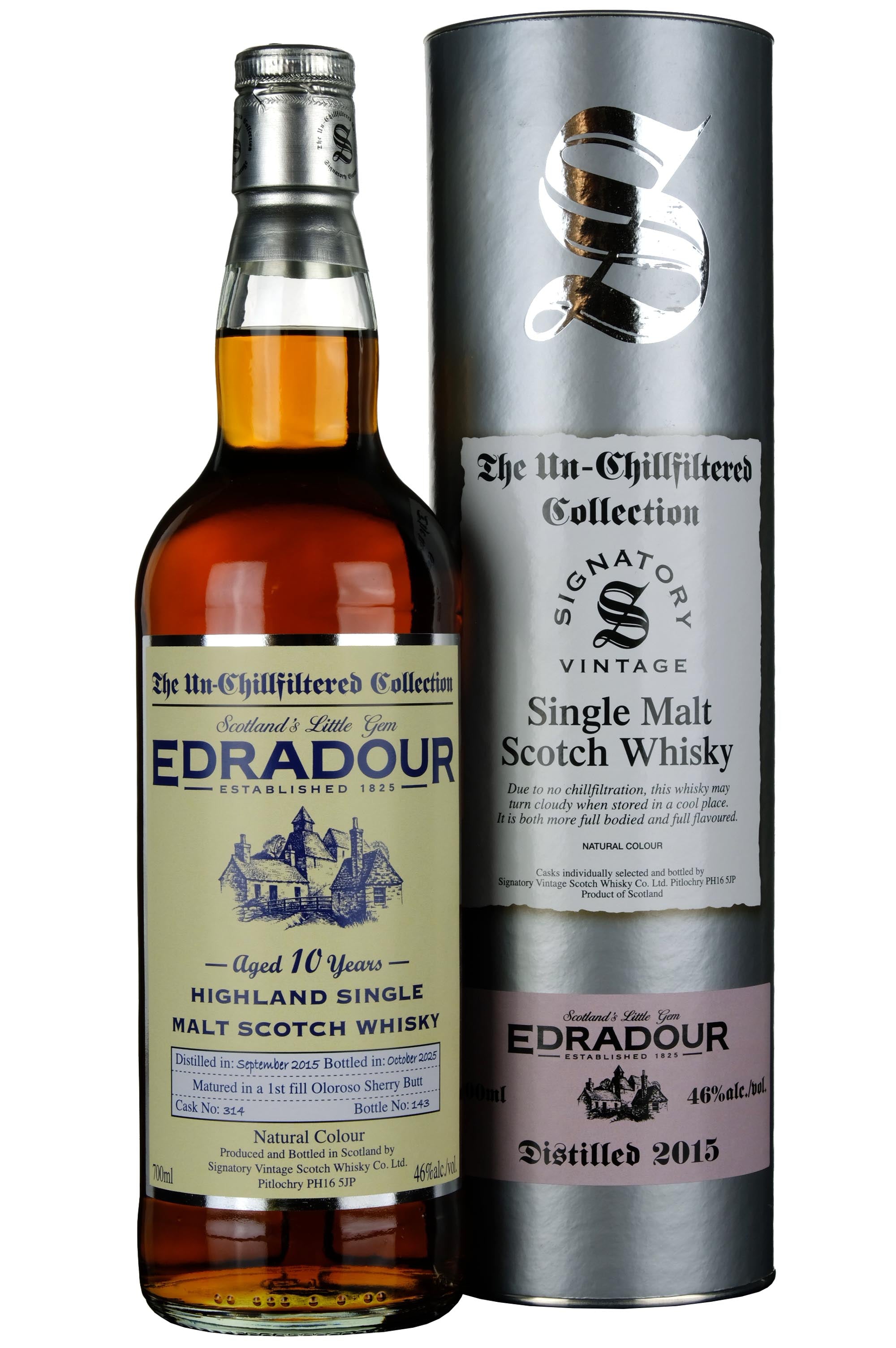 Edradour 2015-2025 | 10 Year Old Signatory Vintage Un-Chillfiltered Collection Single Cask 314