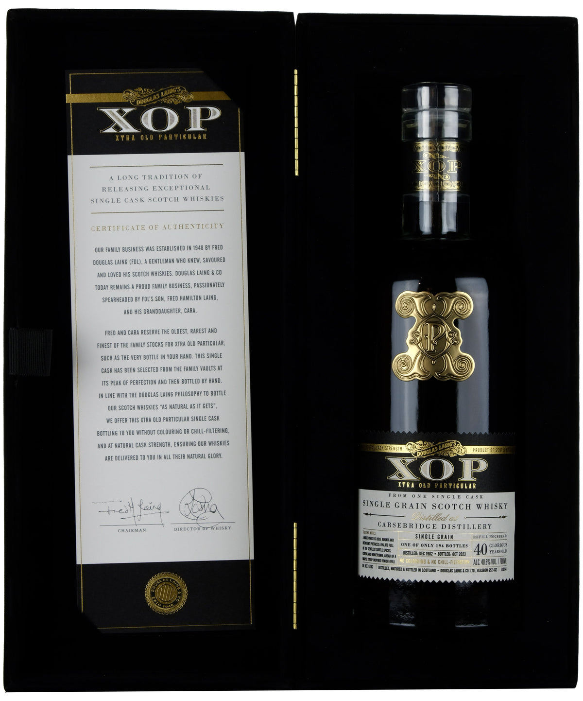 Carsebridge 1982-2023 | 40 Year Old Douglas Laing XOP Black Single Cask DL17782