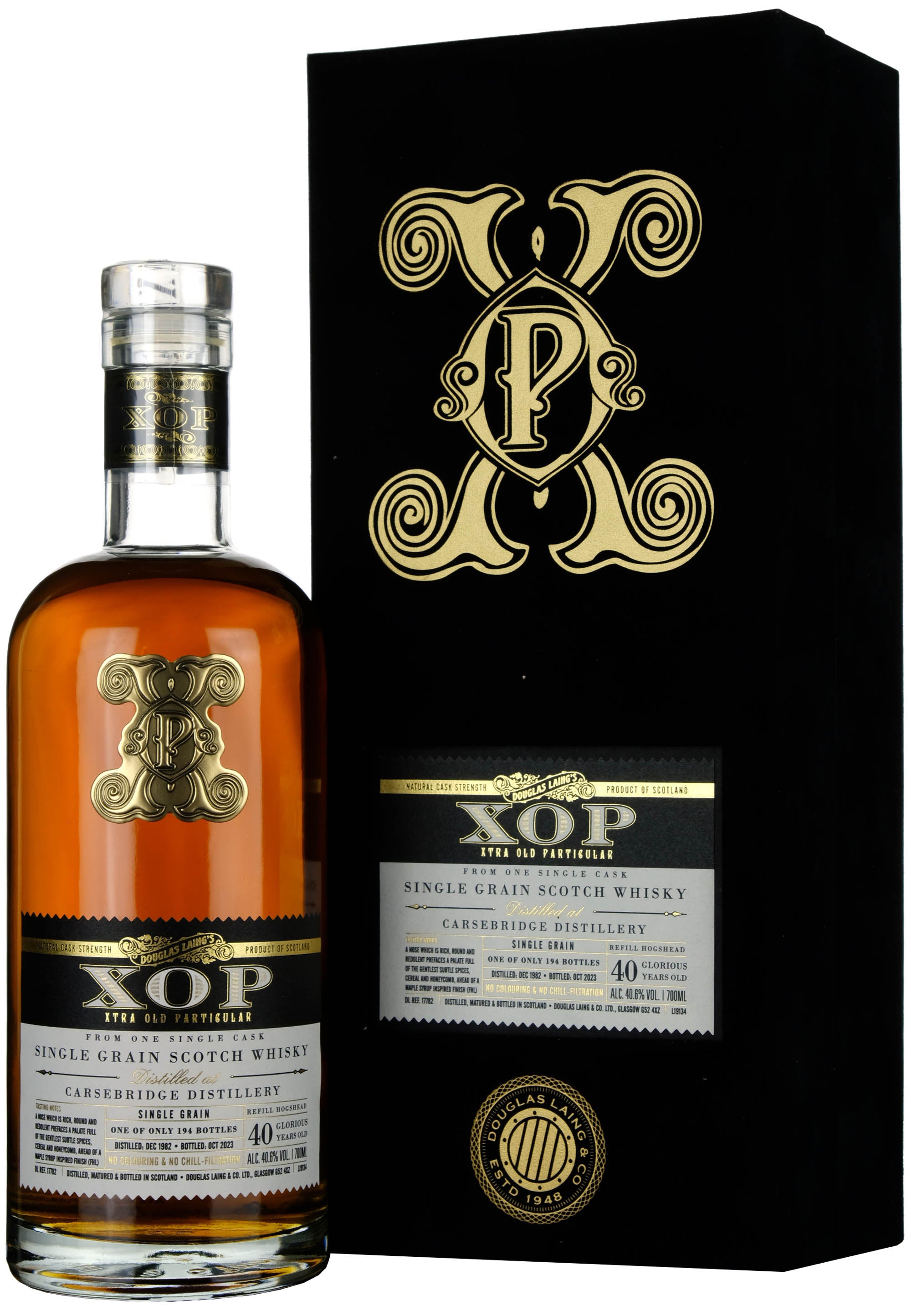 Carsebridge 1982-2023 | 40 Year Old Douglas Laing XOP Black Single Cask DL17782