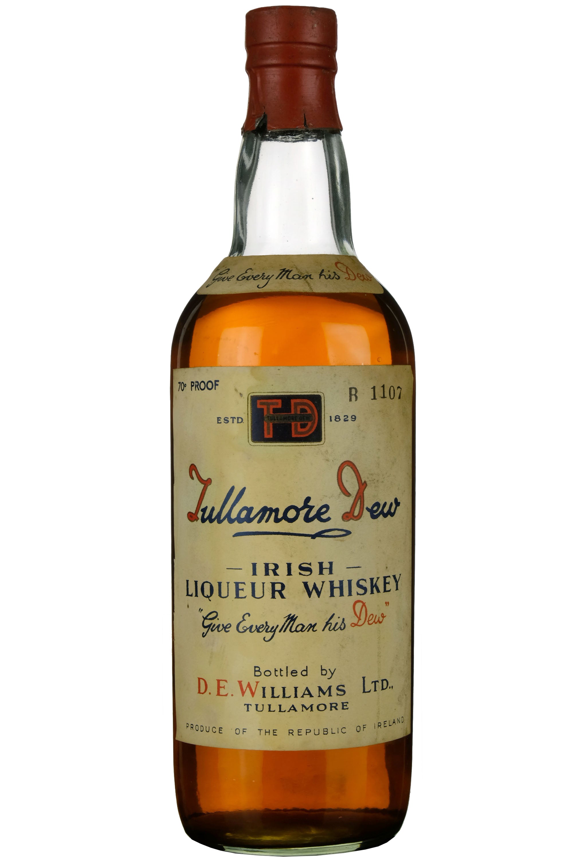 Tullamore Dew Irish Liqueur Whiskey 1950s