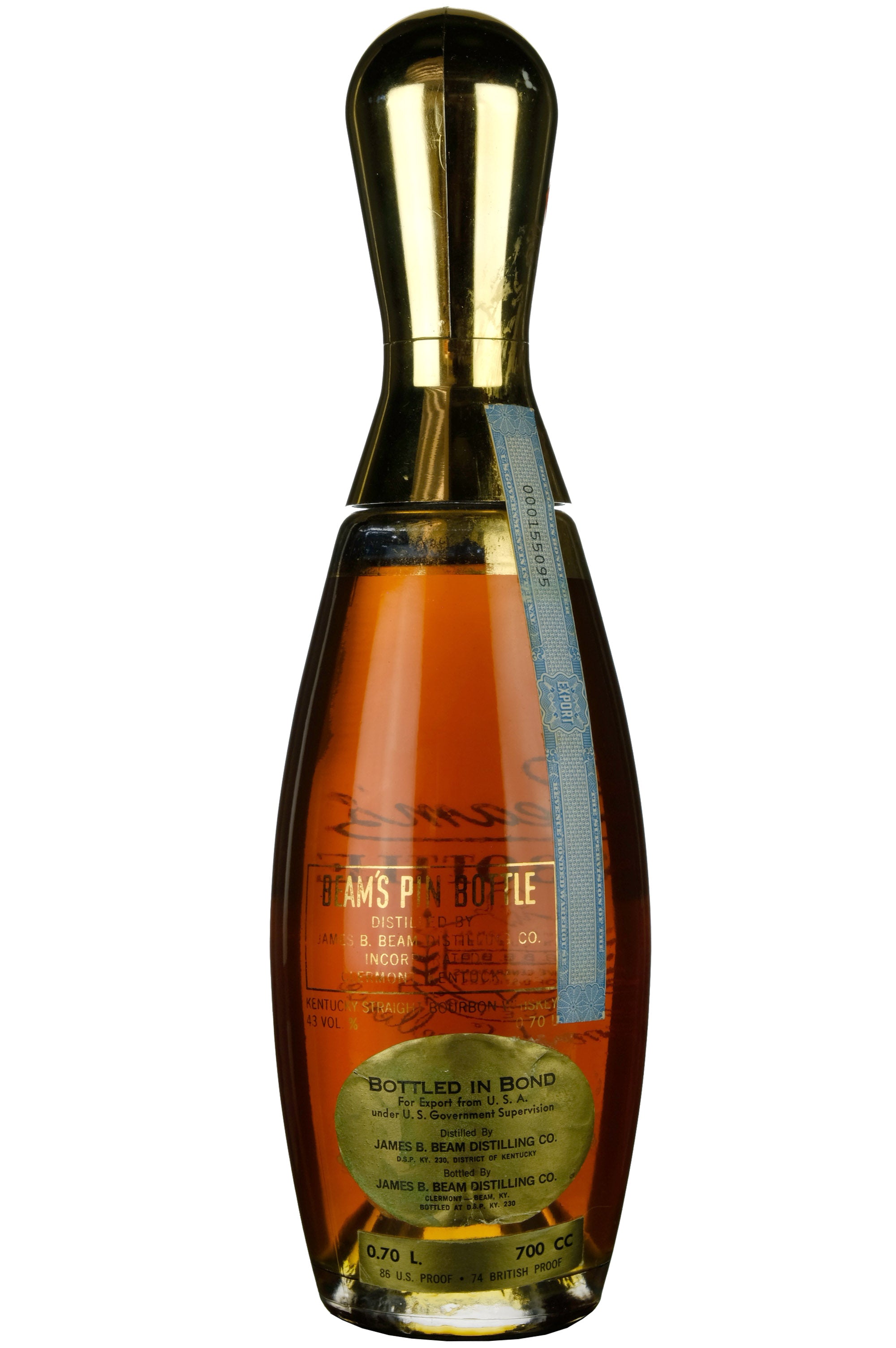 Beams's Pin Bottle Bottled 1970s