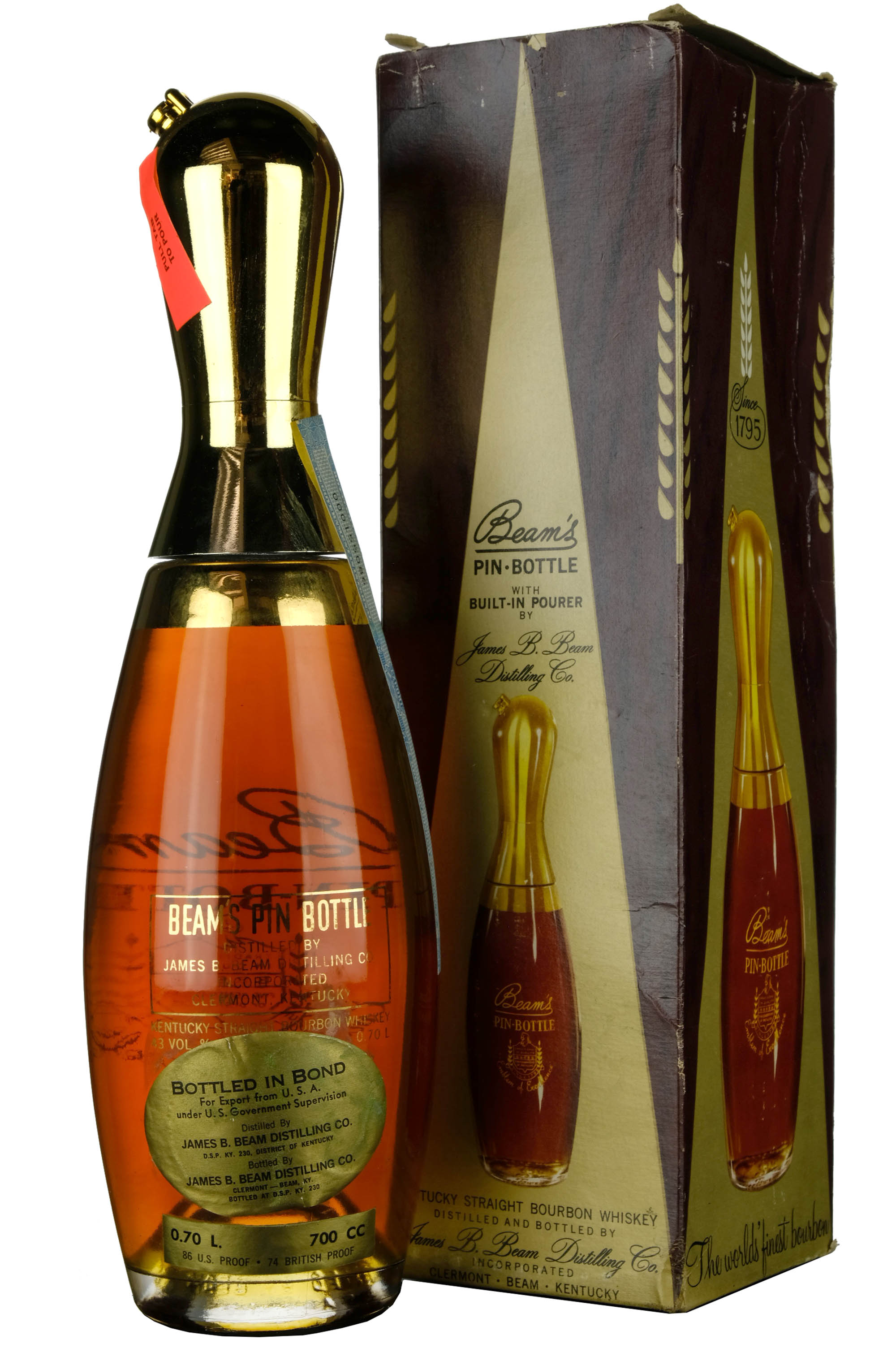 Beams's Pin Bottle Bottled 1970s