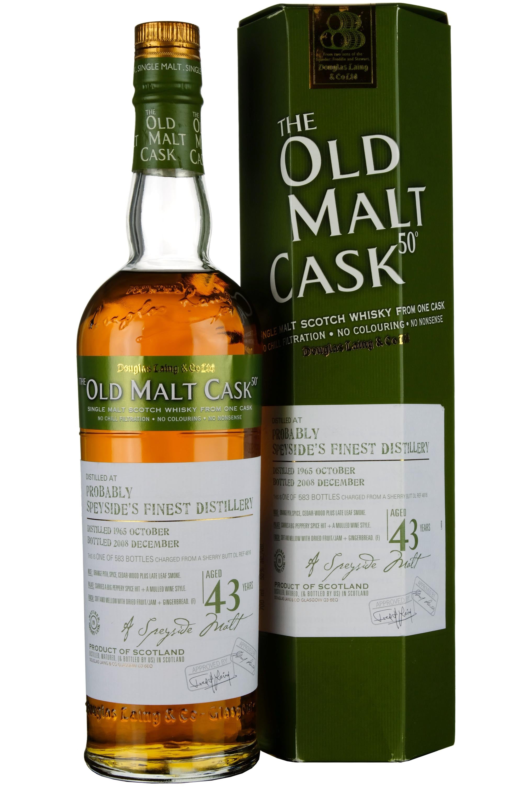 Probably Speyside's Finest 1965-2008 | 43 Year Old Douglas Laing Old Malt Cask Single Cask 4816