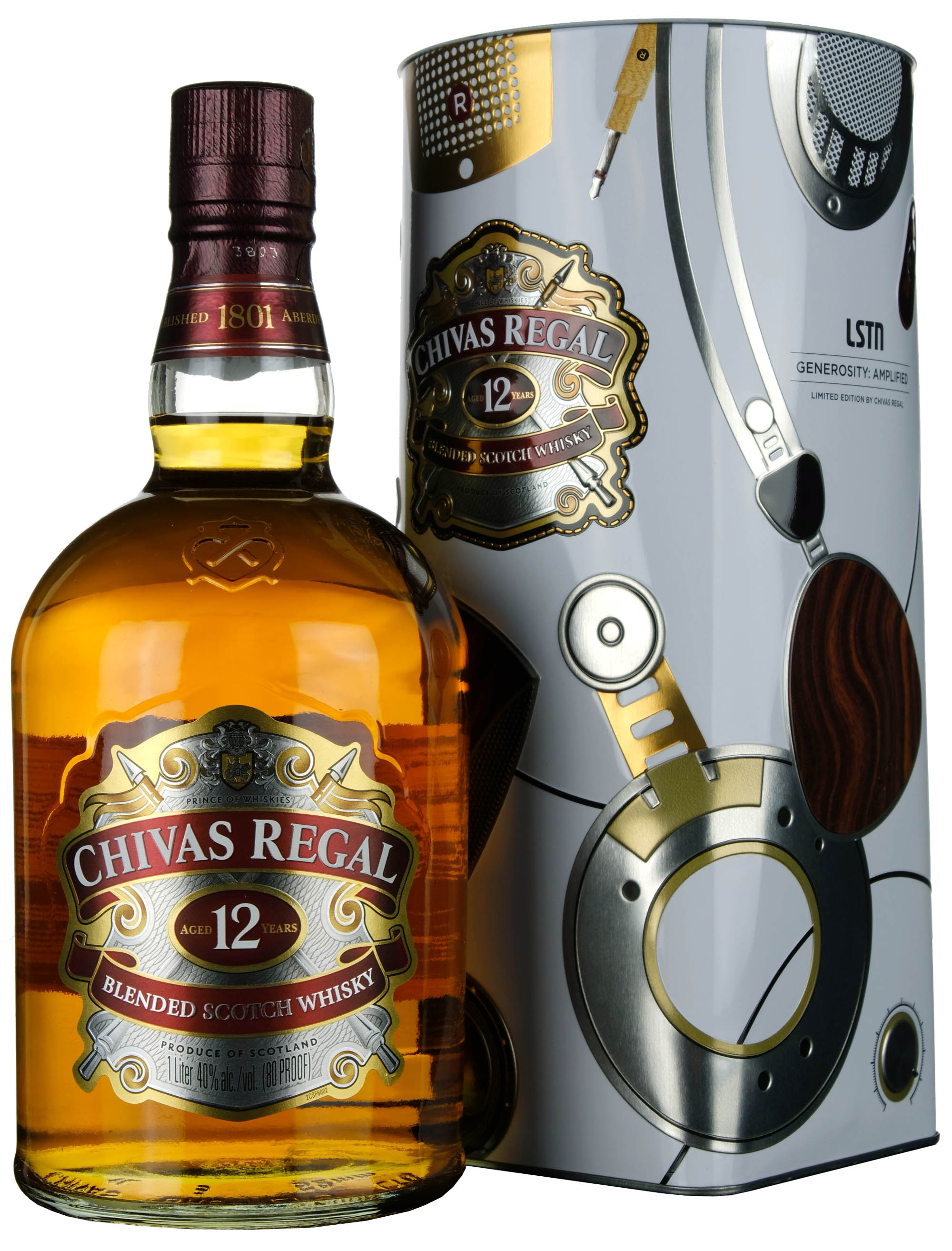 Chivas Regal 12 Year Old 1 Litre Limited Edition Generosity Amplified Tin