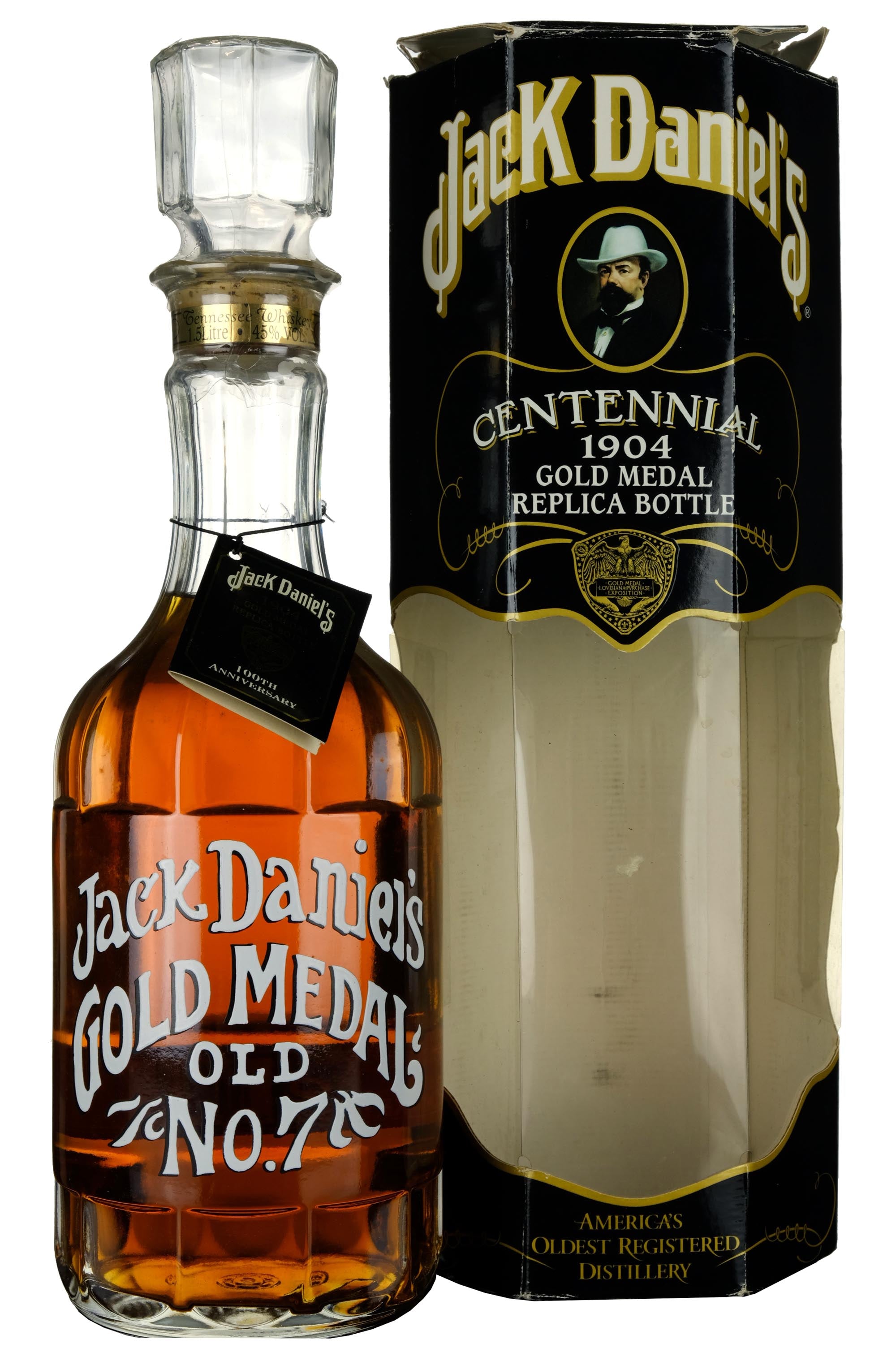 Jack Daniels 1904 Gold Medal Replica Bottle 100th Anniversary 1904-2004
