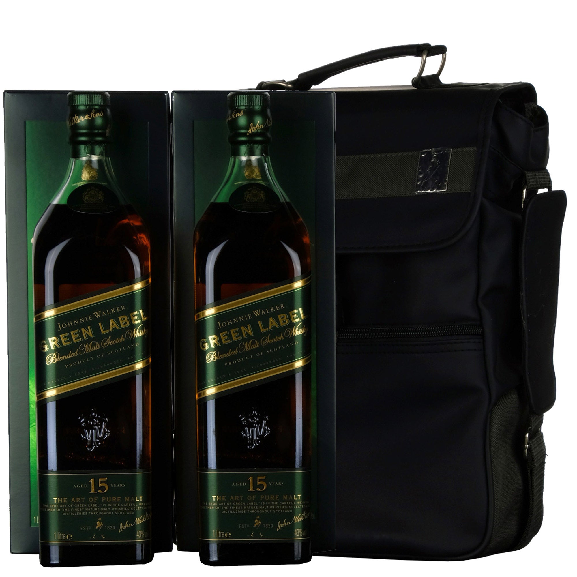 Johnnie Walker 15 Year Old Green Label 1 Litre Set With Travel Bag